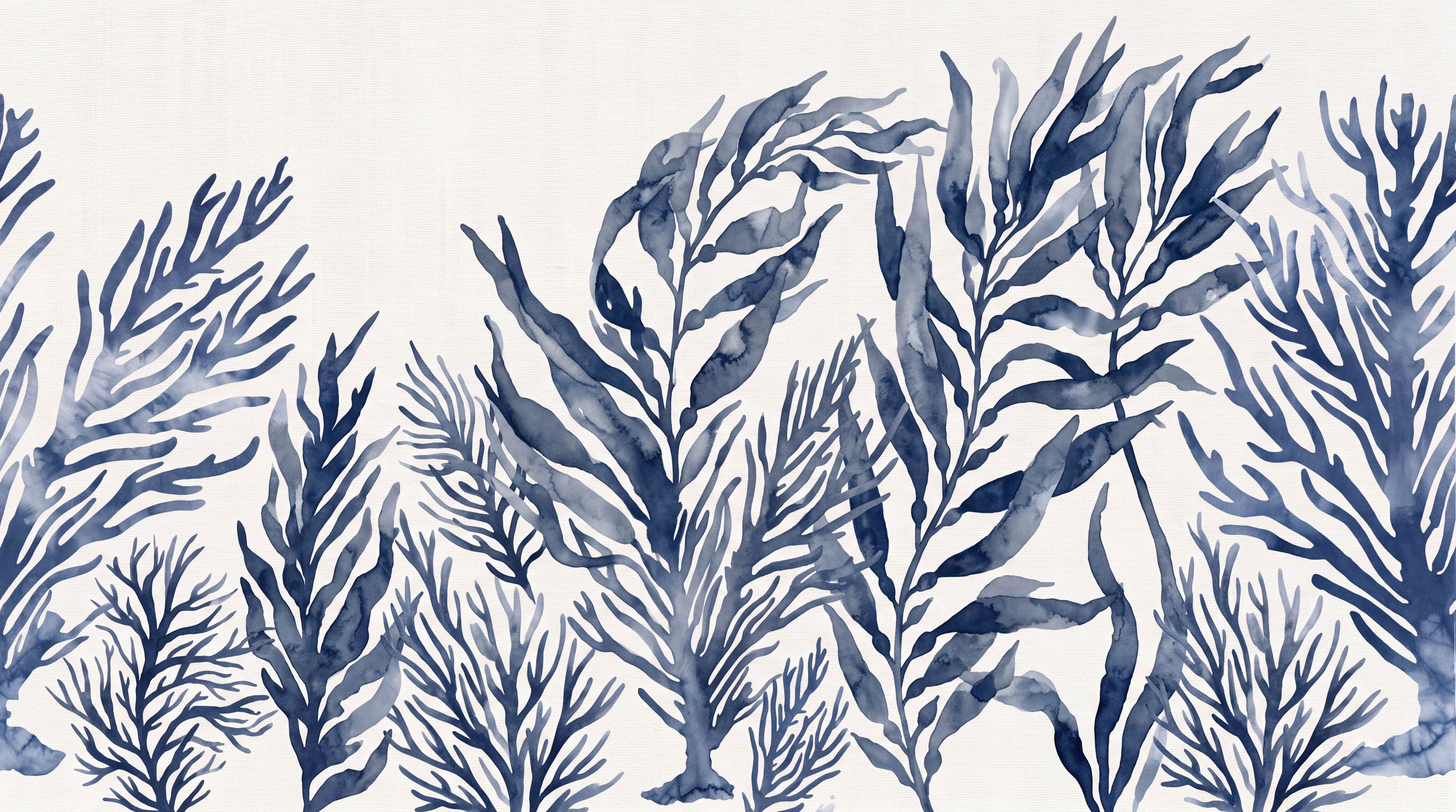 Blue Pattern Decorative Wallpaper Painterly Contour Wallpaper Mural, Peel-and-stick Finish