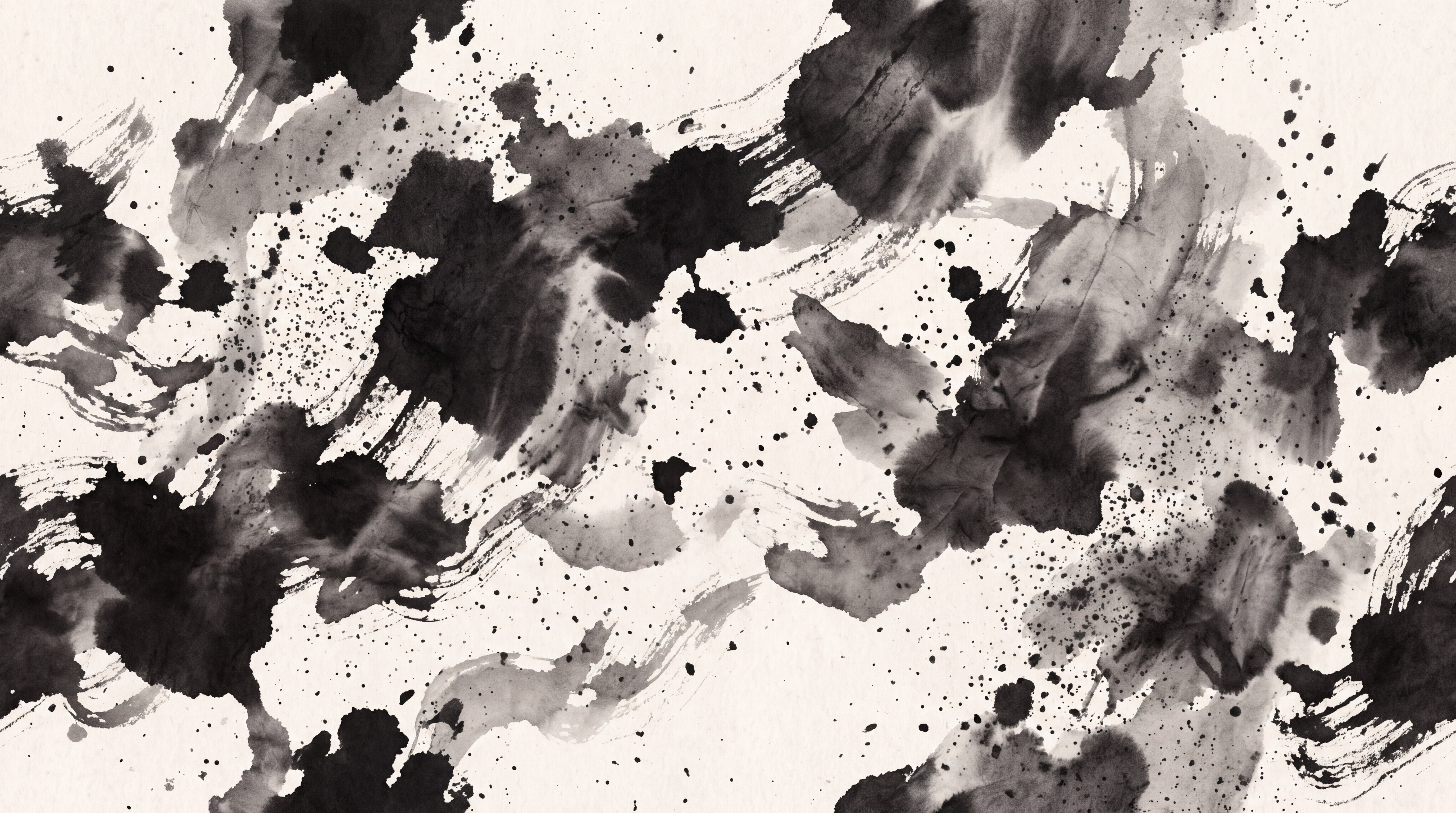 Black Ink Artful Wallpaper Mural, Peel-and-stick Finish