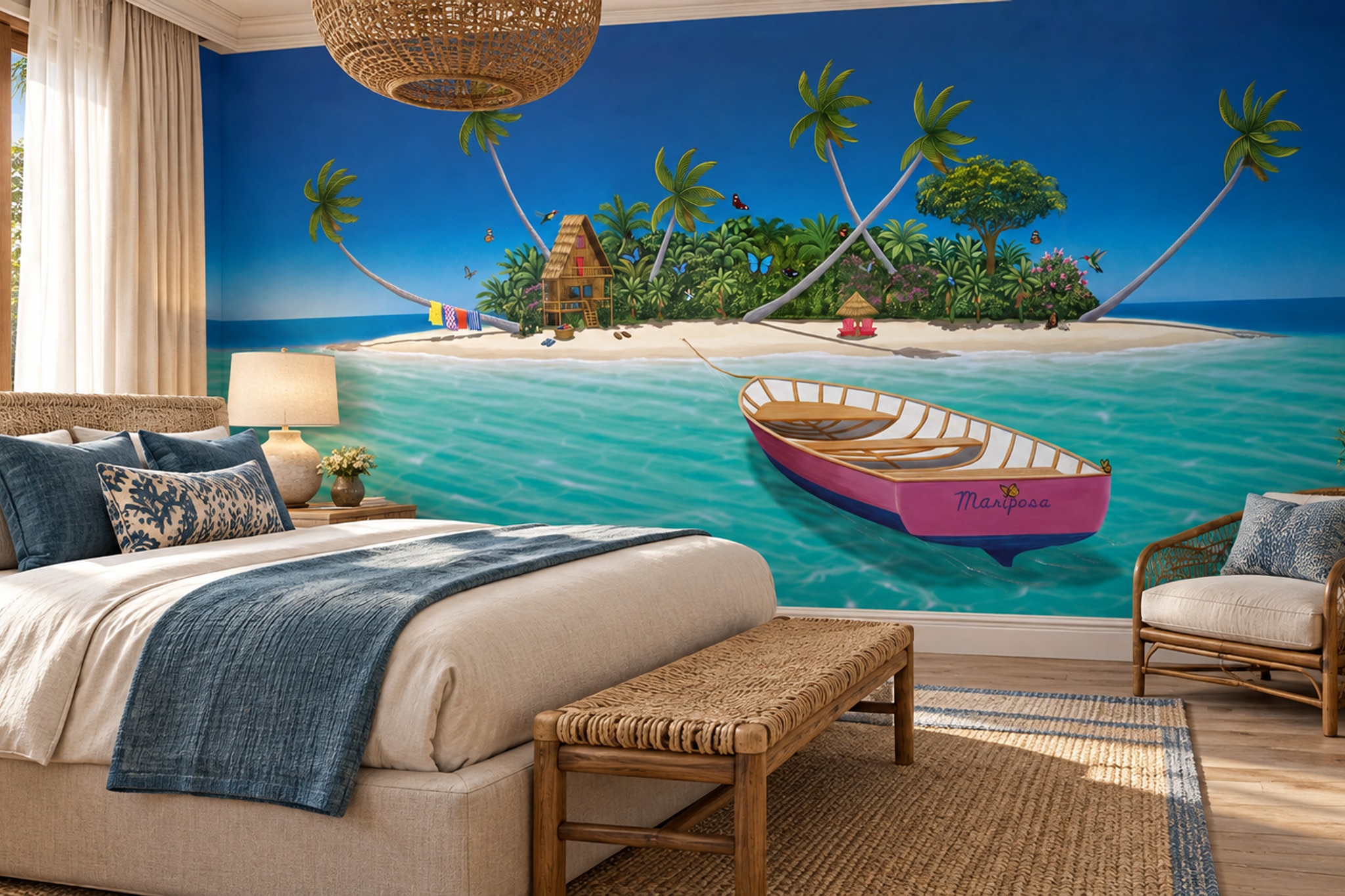 Teal Pattern Decorative Wallpaper Mural Layered Textured Wallpaper Mural Bedroom-wallpaper-murals, Peel-and-stick Finish