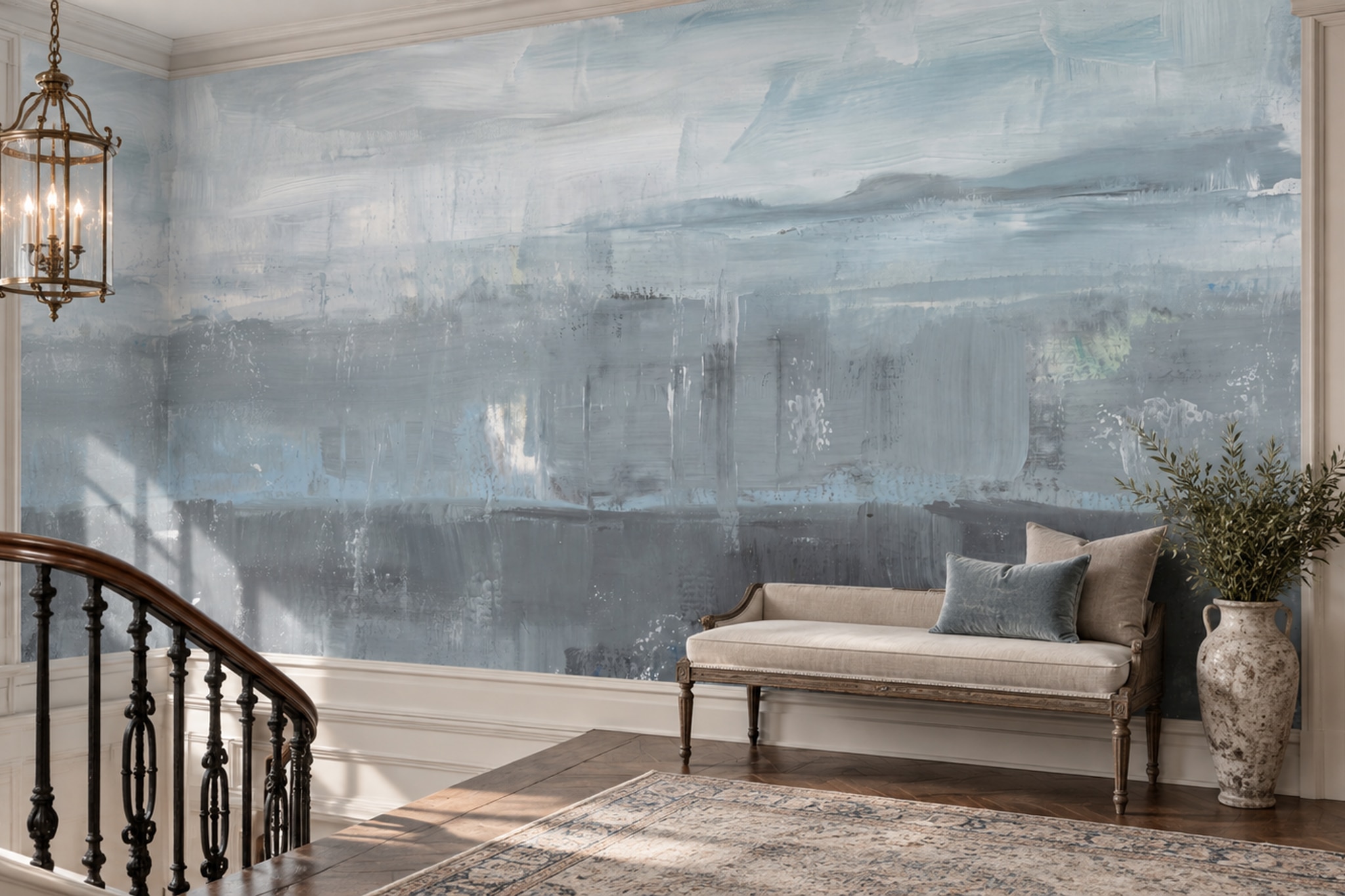 Grey Abstract Abstract Wallpaper Mural Accent-wall-wallpaper-murals, Peel-and-stick Finish