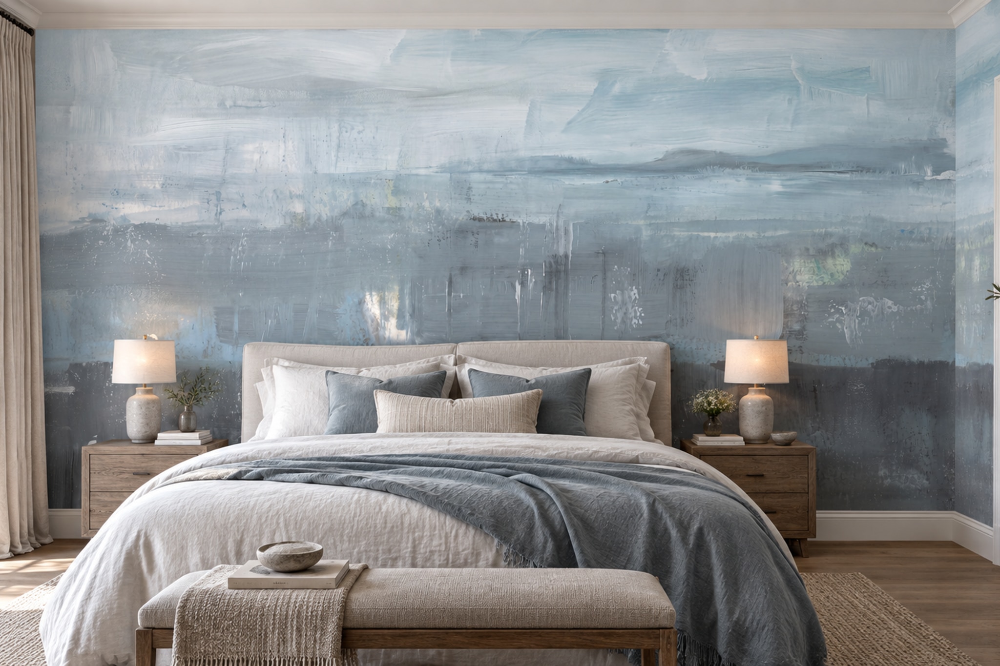 Grey Abstract Abstract Wallpaper Mural Bedroom-wallpaper-murals, Peel-and-stick Finish