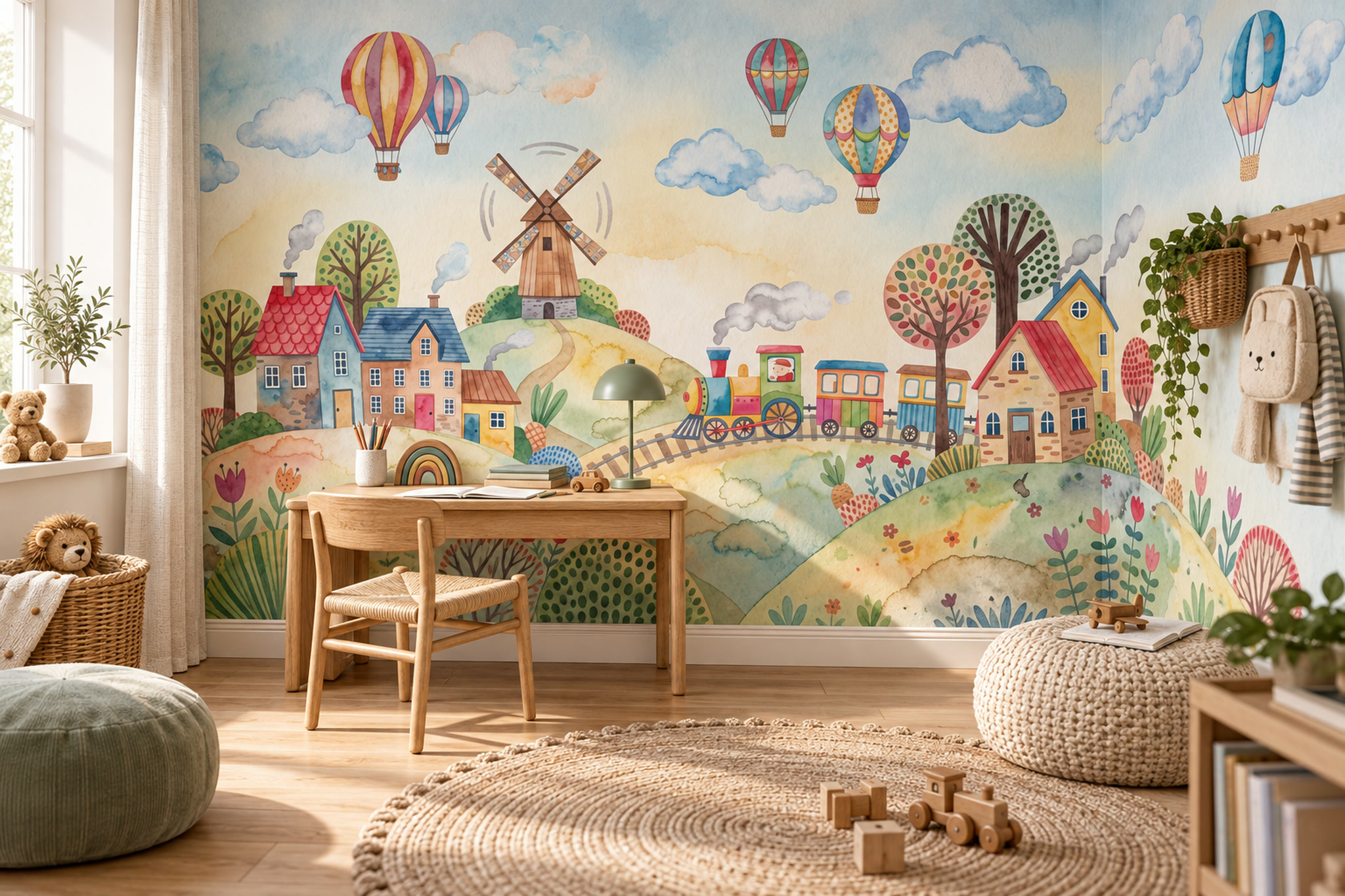 Pastel Pattern Decorative Wallpaper Mural Layered Dining-room-wallpaper-murals, Shown In A Dining Room, Peel-and-stick Finish