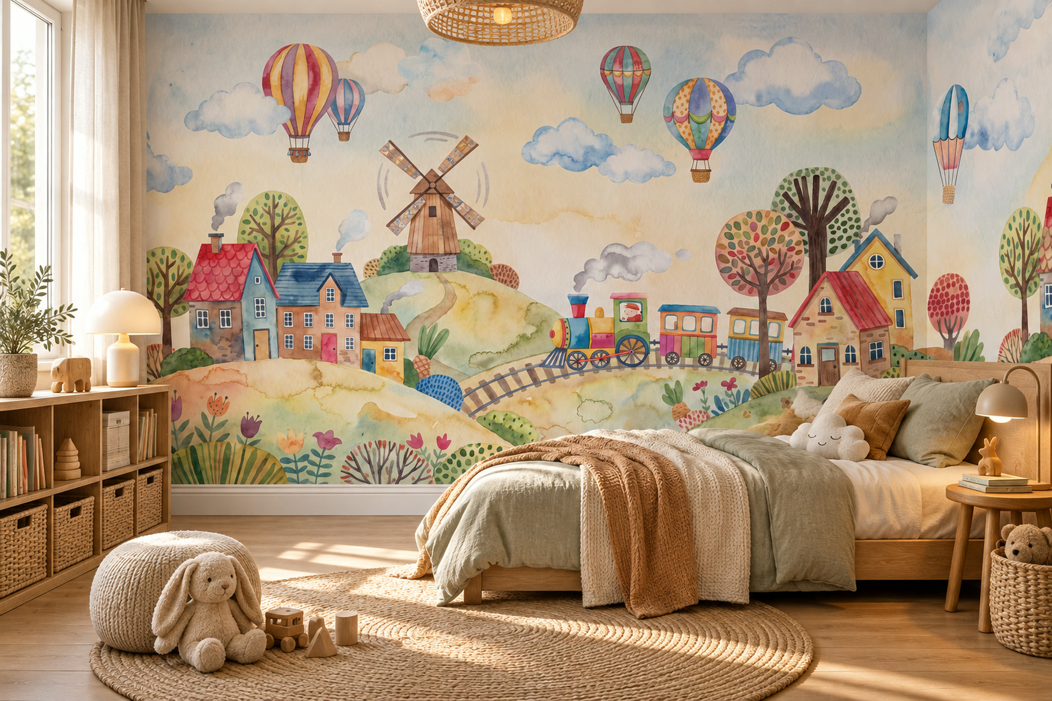 Pastel Pattern Decorative Wallpaper Mural Layered Feature-wall-wallpaper-murals, Peel-and-stick Finish