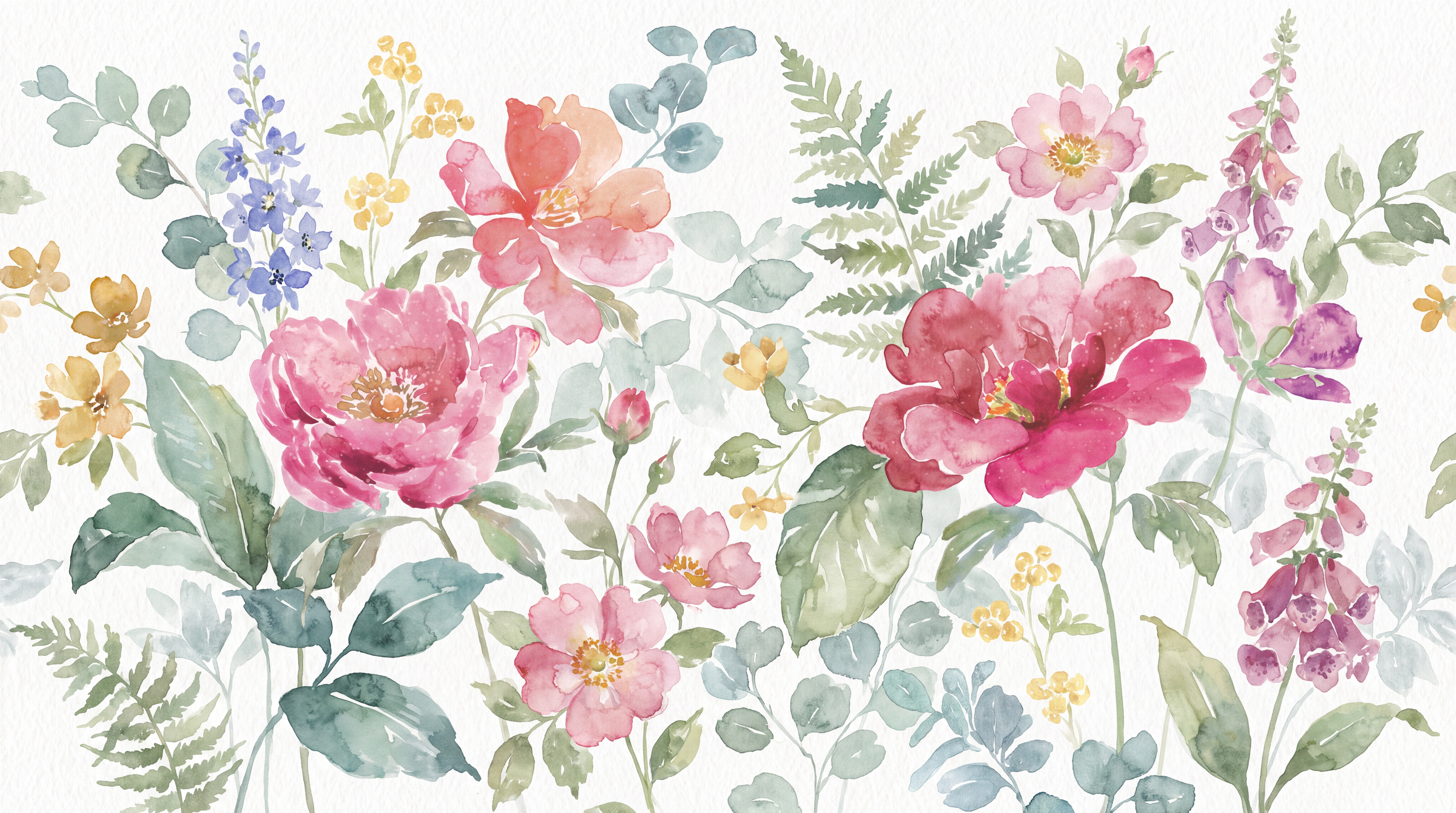 Pink Peony Botanical Abstract Wallpaper Mural, Peel-and-stick Finish
