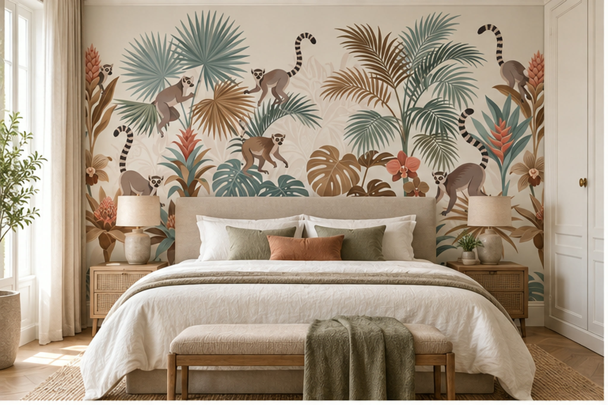 Sage Pattern Decorative Wallpaper Mural Layered Surface Wallpaper Mural Bedroom-wallpaper-murals, Peel-and-stick Finish