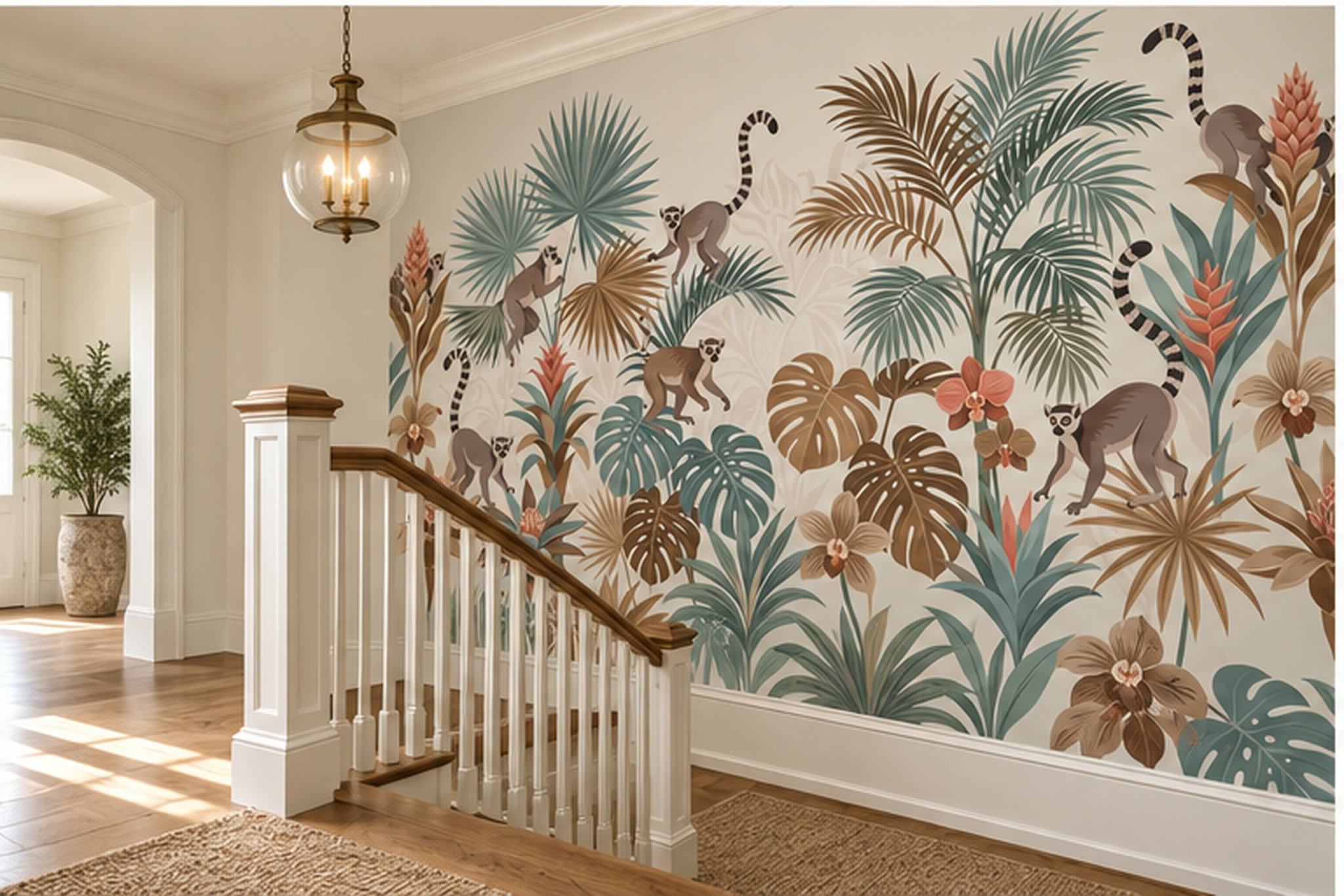 Sage Pattern Decorative Wallpaper Mural Layered Surface Wallpaper Mural Feature-wall-wallpaper-murals, Peel-and-stick Finish