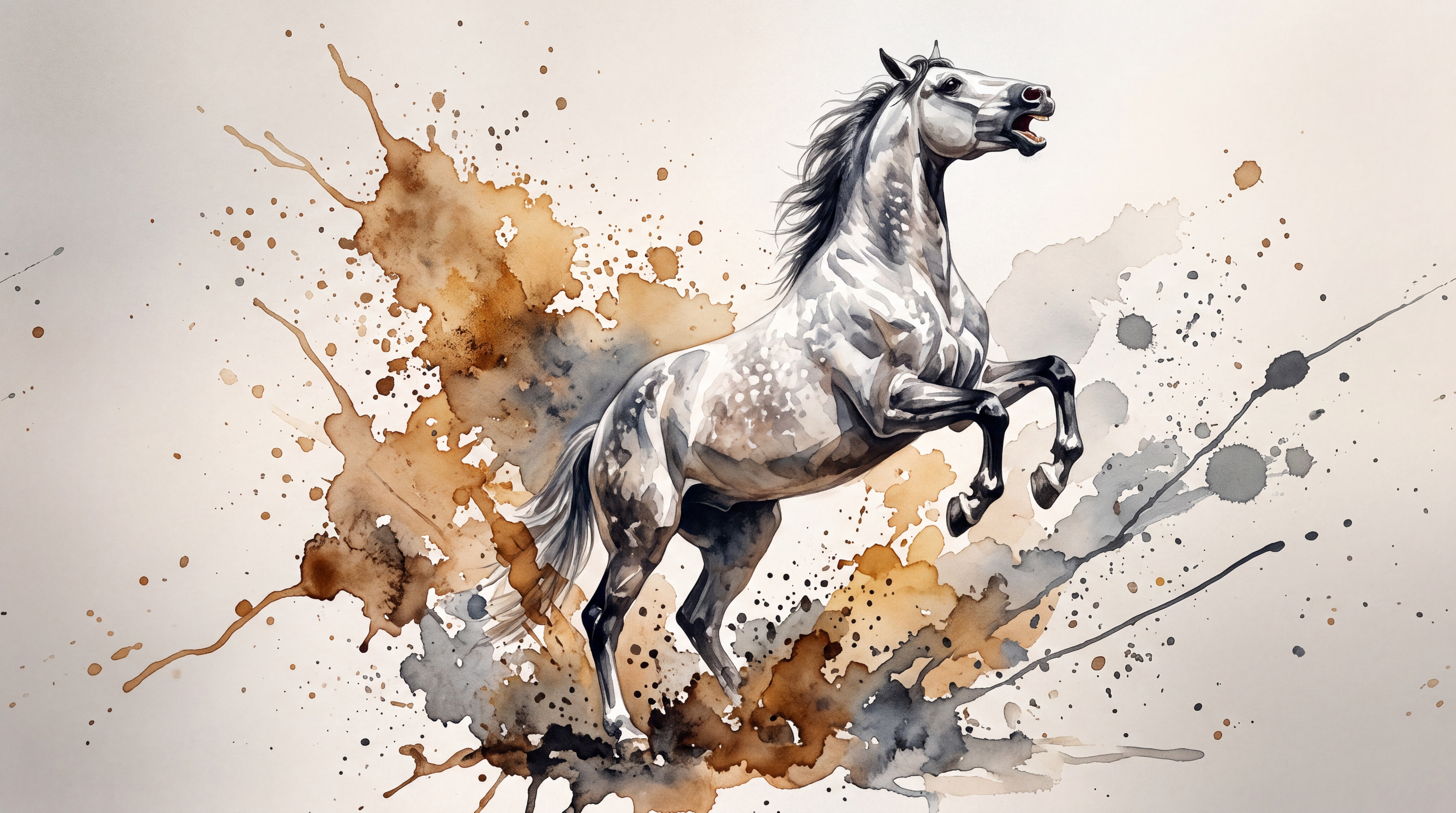 Grey Horse Wallpaper Mural, Peel-and-stick Finish