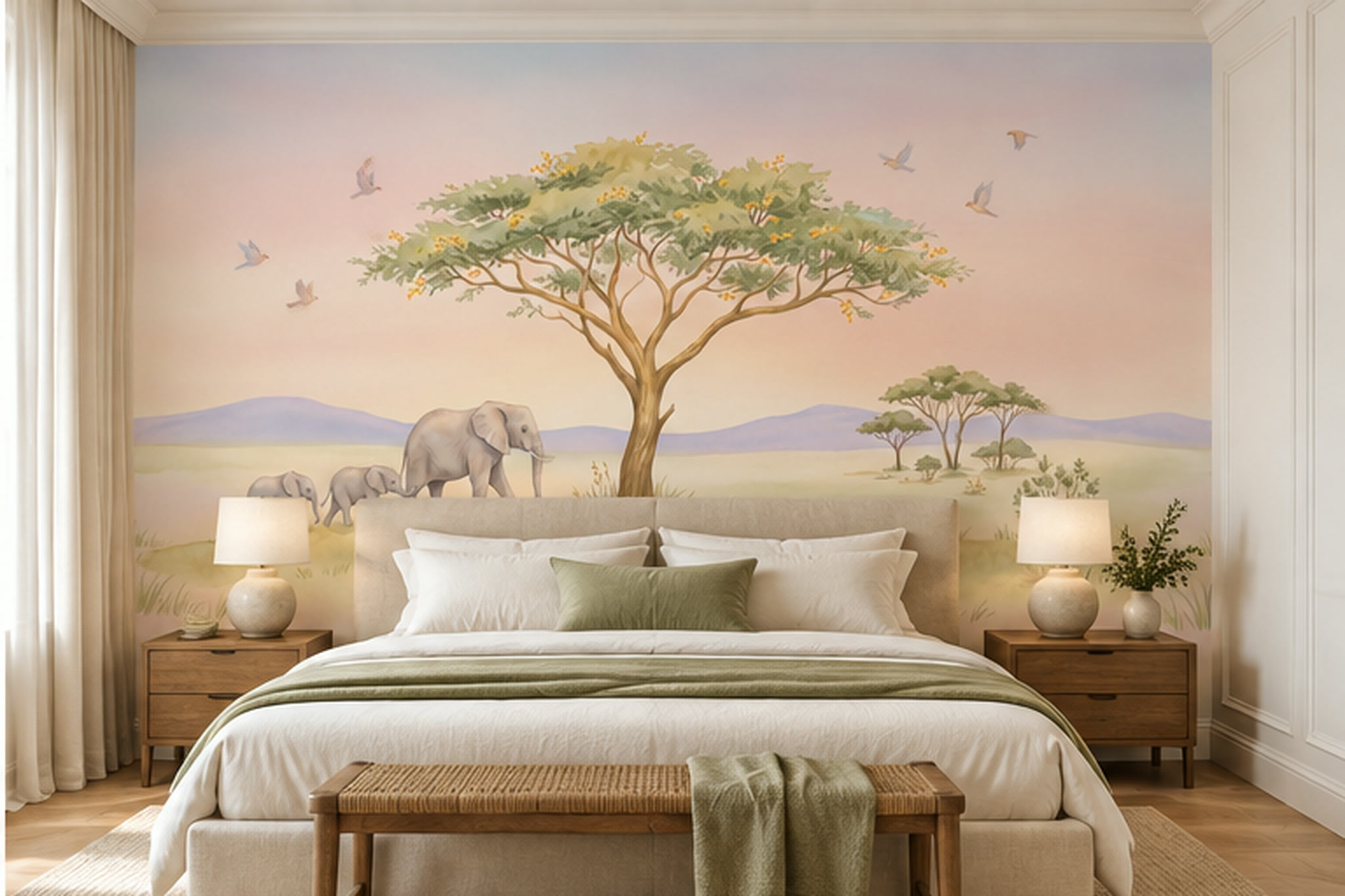 Pastel Pattern Decorative Wallpaper Mural Layered Abstract Wallpaper Bedroom-wallpaper-murals, Peel-and-stick Finish