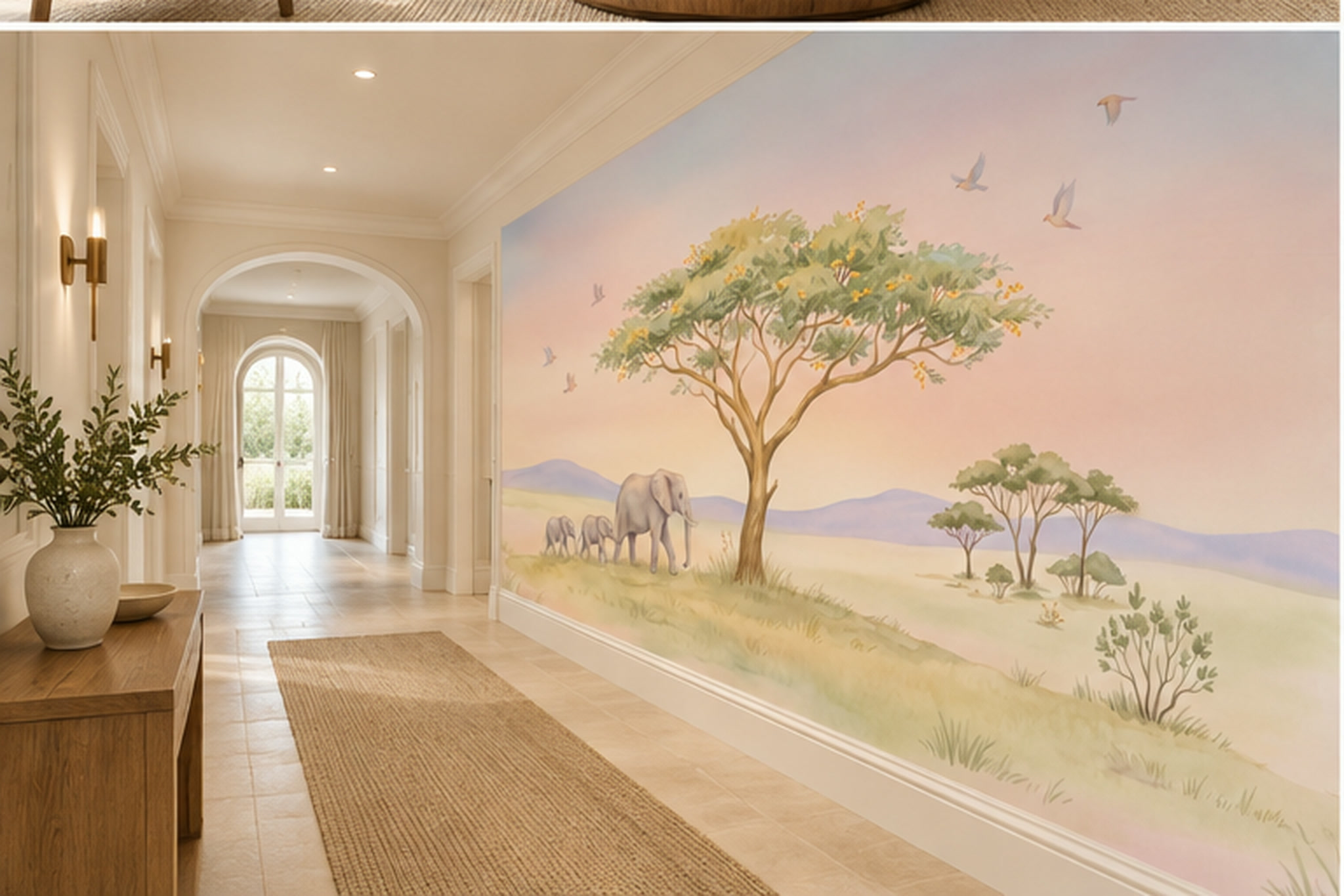 Pastel Pattern Decorative Wallpaper Mural Layered Abstract Wallpaper Accent-wall-wallpaper-murals, Peel-and-stick Finish