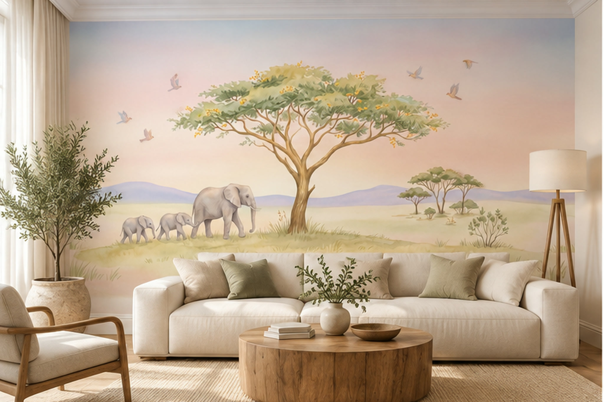Pastel Pattern Decorative Wallpaper Mural Layered Abstract Wallpaper Dining-room-wallpaper-murals, Peel-and-stick Finish