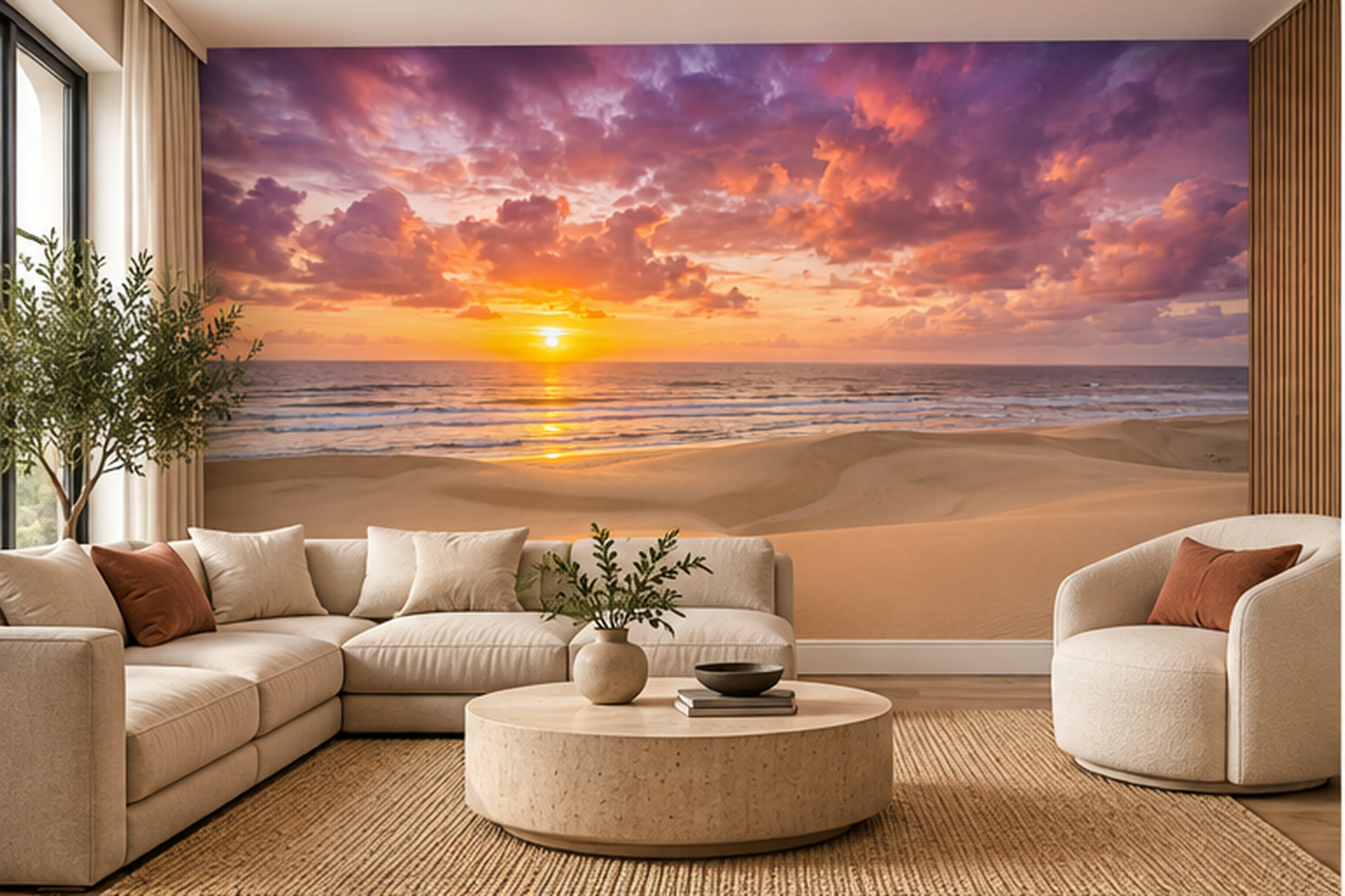 Orange Pattern Decorative Atmospheric Wallpaper Mural Accent-wall-wallpaper-murals, Peel-and-stick Finish