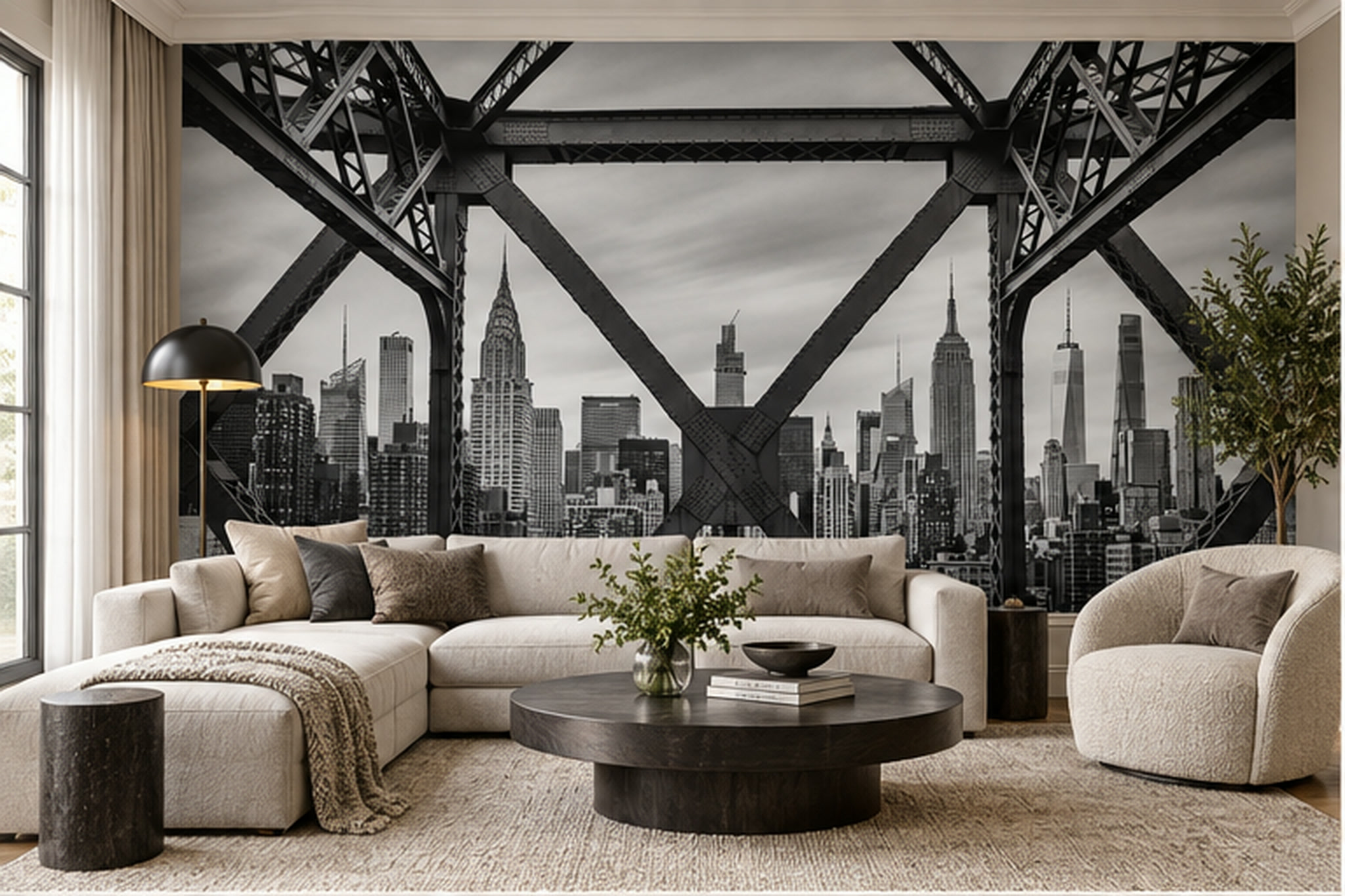 Black Pattern Decorative Wallpaper Mural Layered Abstract Wallpaper Accent-wall-wallpaper-murals, Peel-and-stick Finish