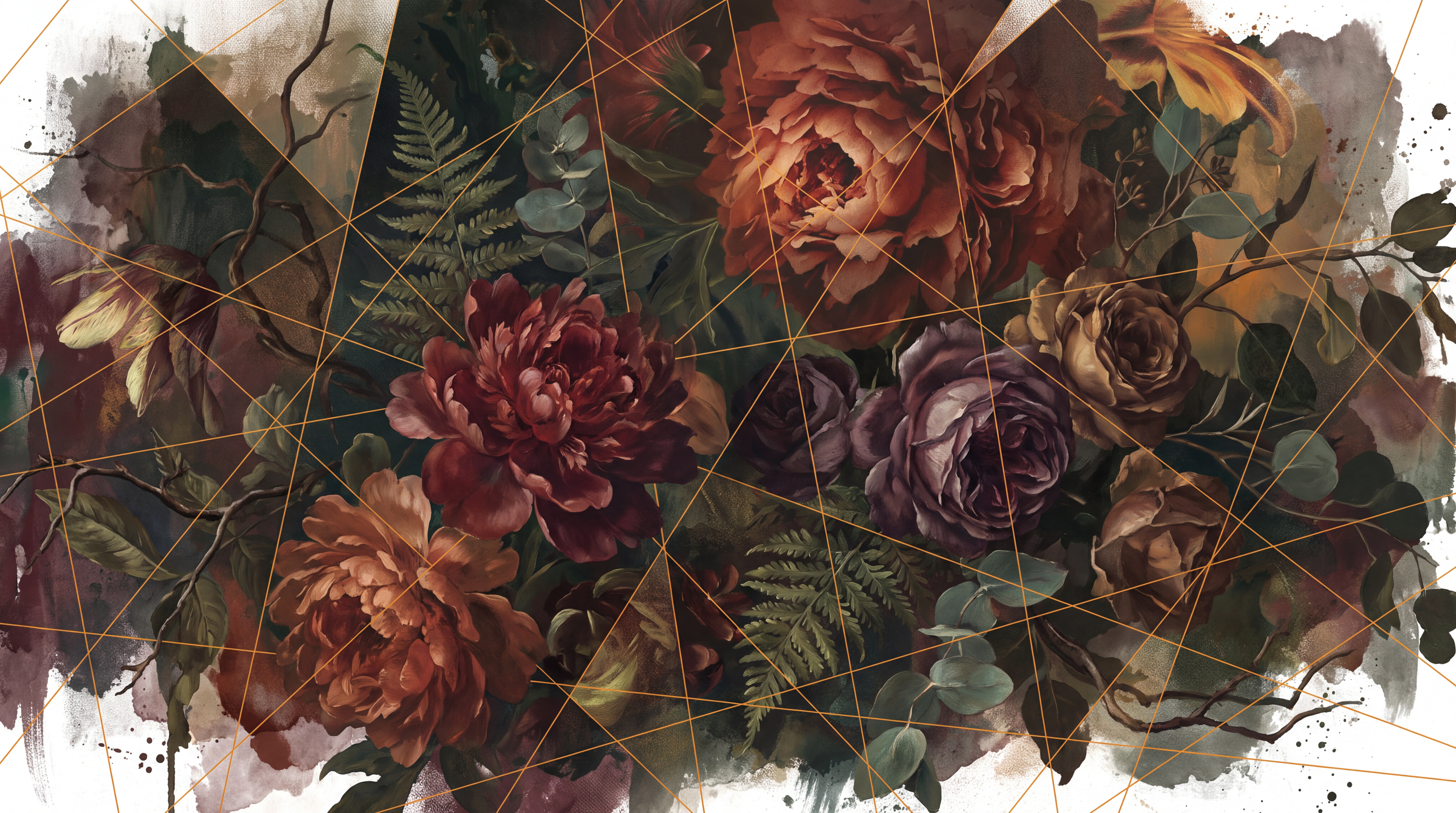 Rust Vintage Artful Wallpaper Mural, Peel-and-stick Finish