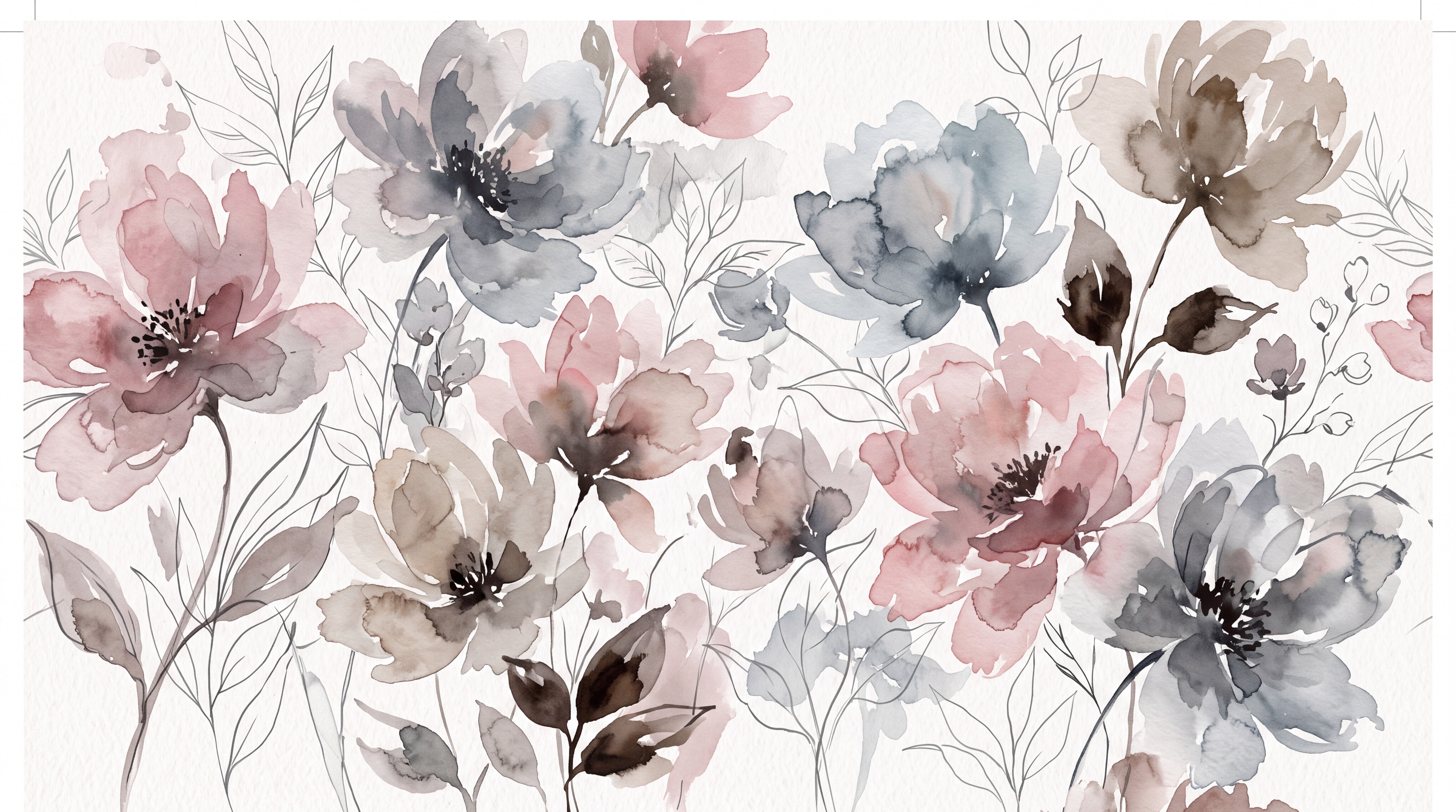 Pink Floral Botanical Wallpaper Mural Layered Forms Wallpaper Mural, Peel-and-stick Finish