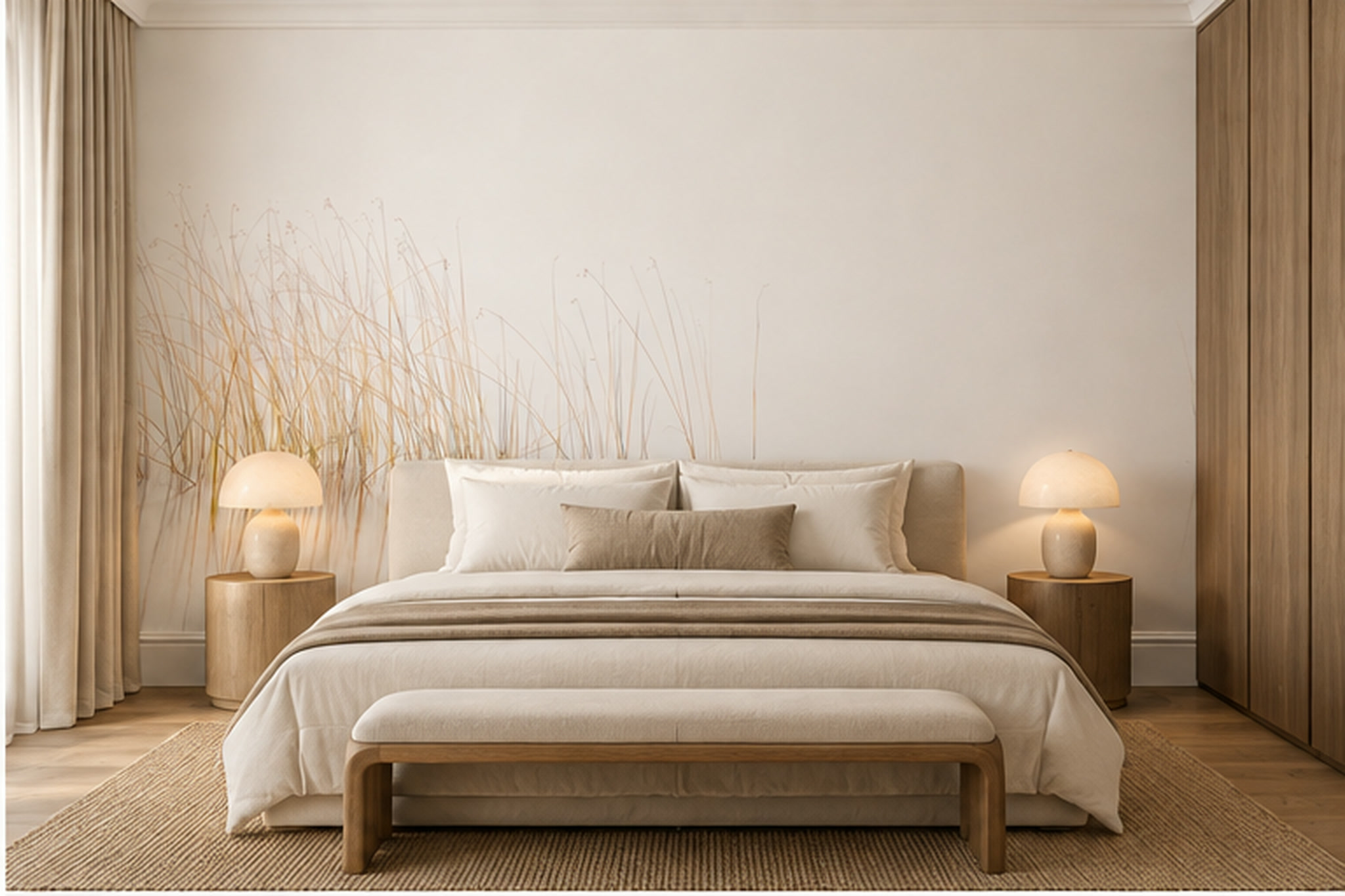 Beige Pattern Decorative Wallpaper Mural Layered Organic Forms Wallpaper Bedroom-wallpaper-murals, Peel-and-stick Finish