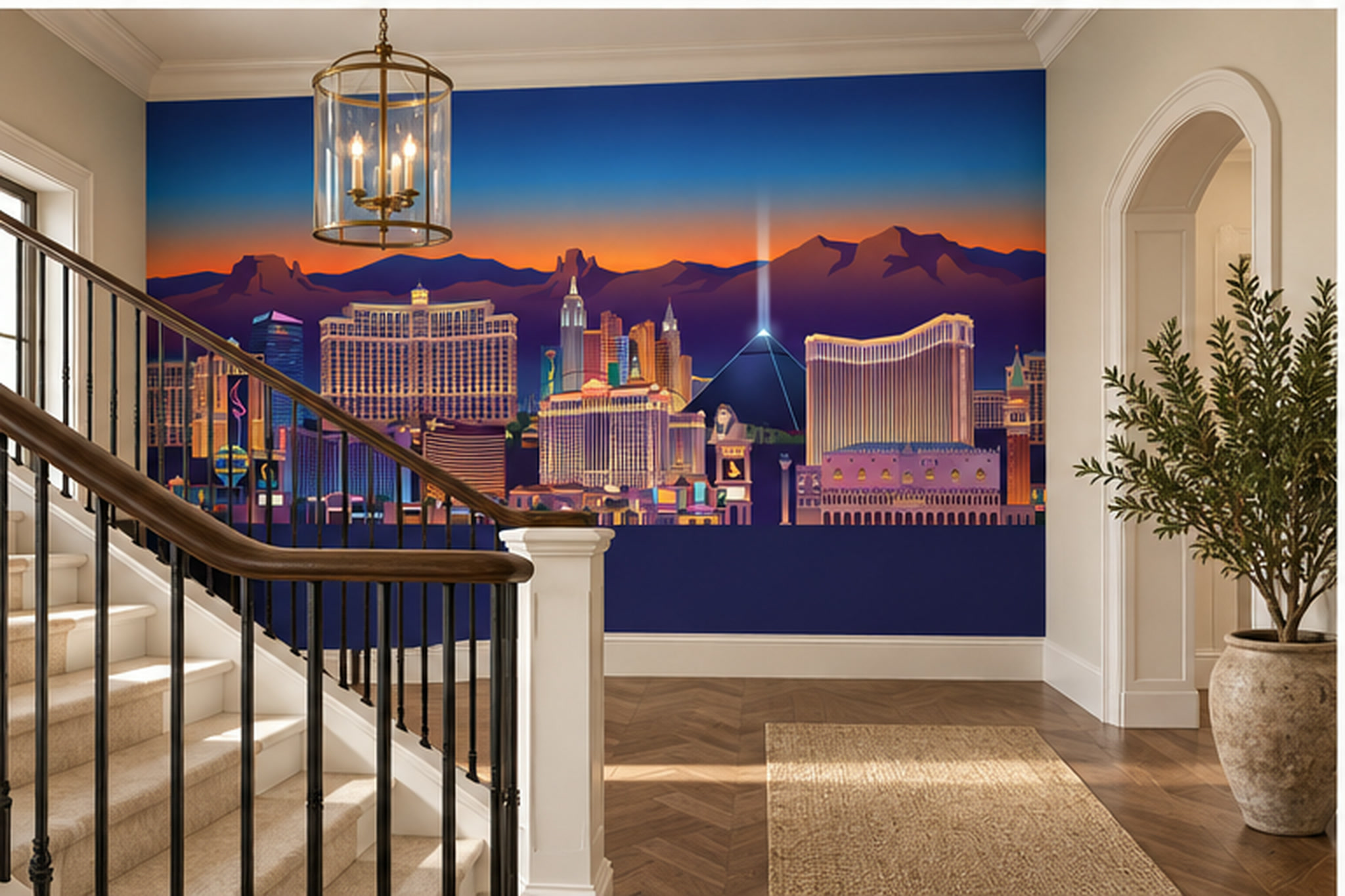 Blue Pattern Decorative Wallpaper Mural Painterly Tones Wallpaper Mural Hallway-wallpaper-murals, Peel-and-stick Finish