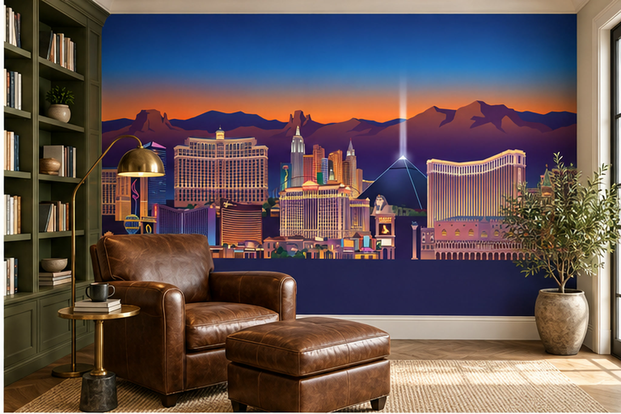 Blue Pattern Decorative Wallpaper Mural Painterly Tones Wallpaper Mural Living-room-wallpaper-murals, Shown In A Living Room, Peel-and-stick Finish