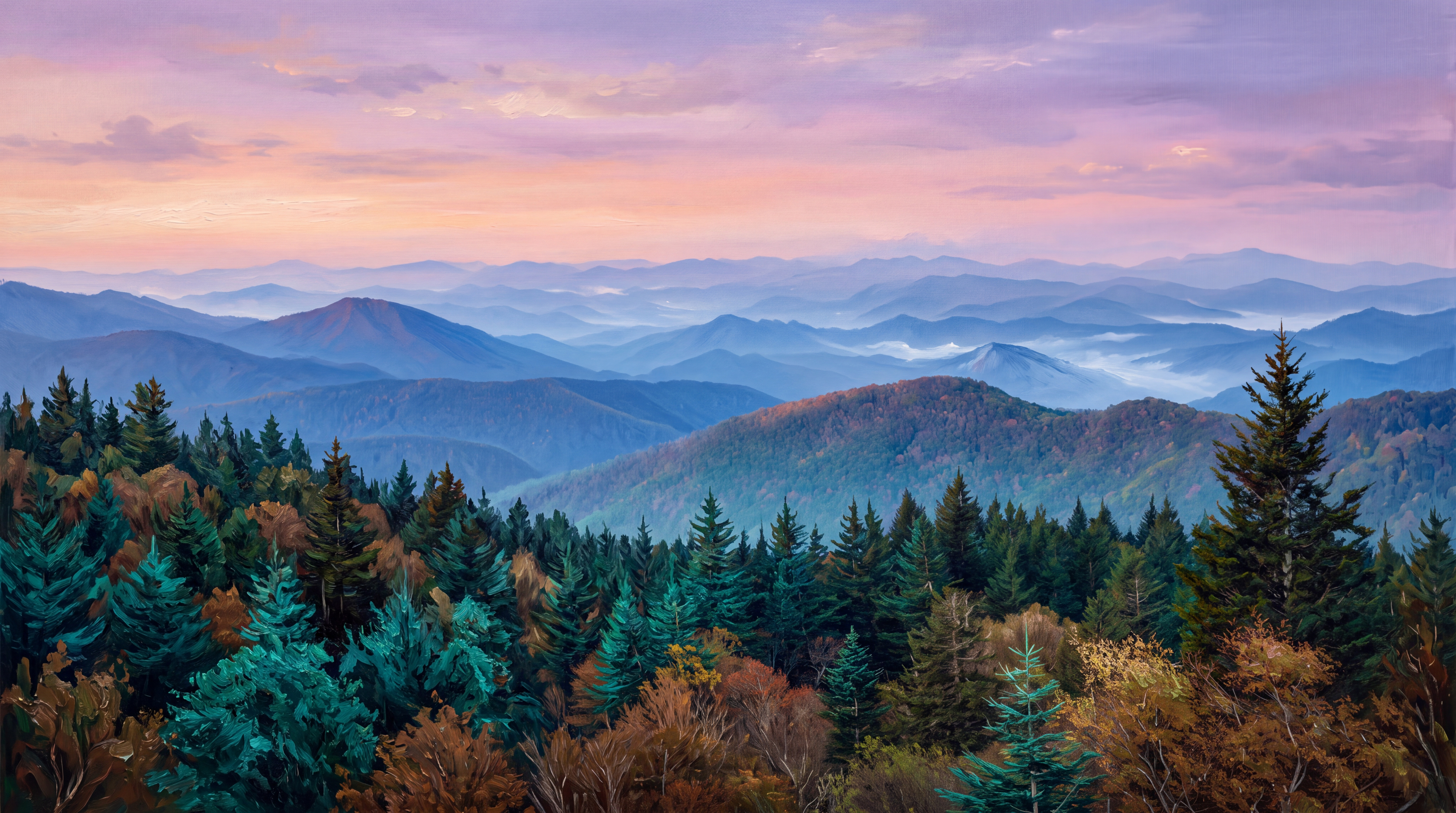 Purple Mountain Scenic Wallpaper Mural, Peel-and-stick Finish