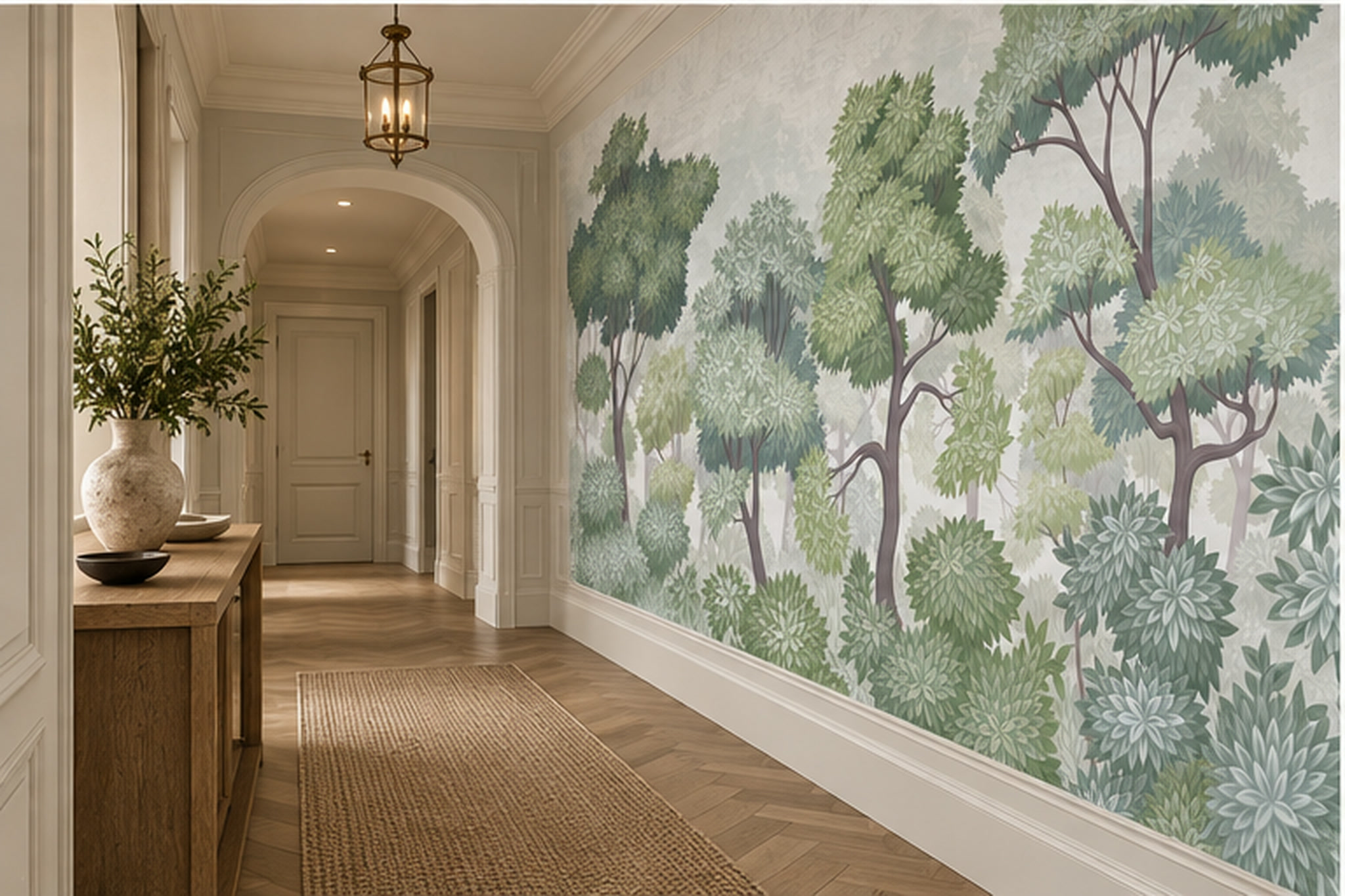 Green Trees Scenic Decorative Wallpaper Mural Hallway-wallpaper-murals, Peel-and-stick Finish