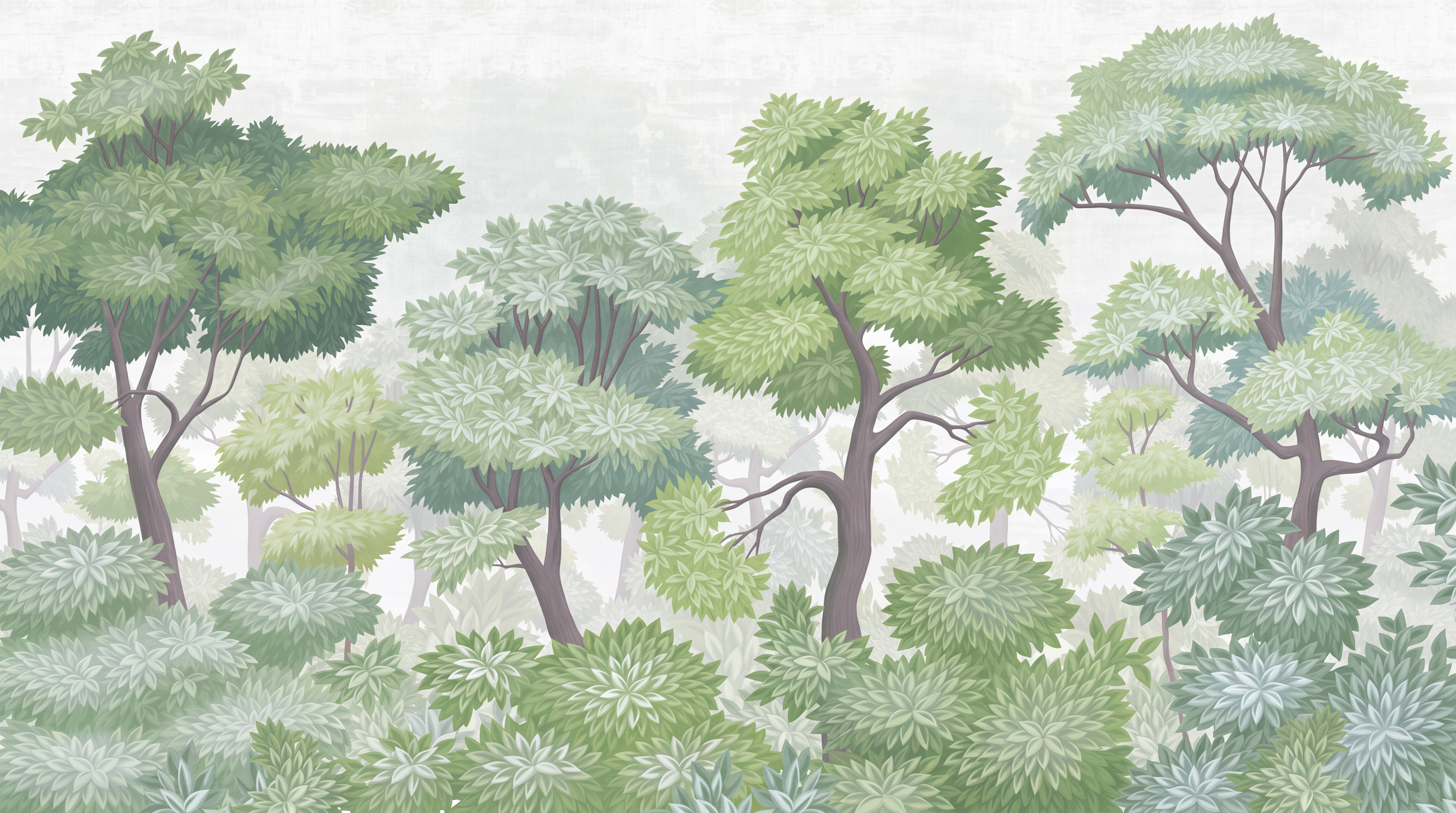 Green Trees Scenic Decorative Wallpaper Mural Accent-wall-wallpaper-murals, Peel-and-stick Finish