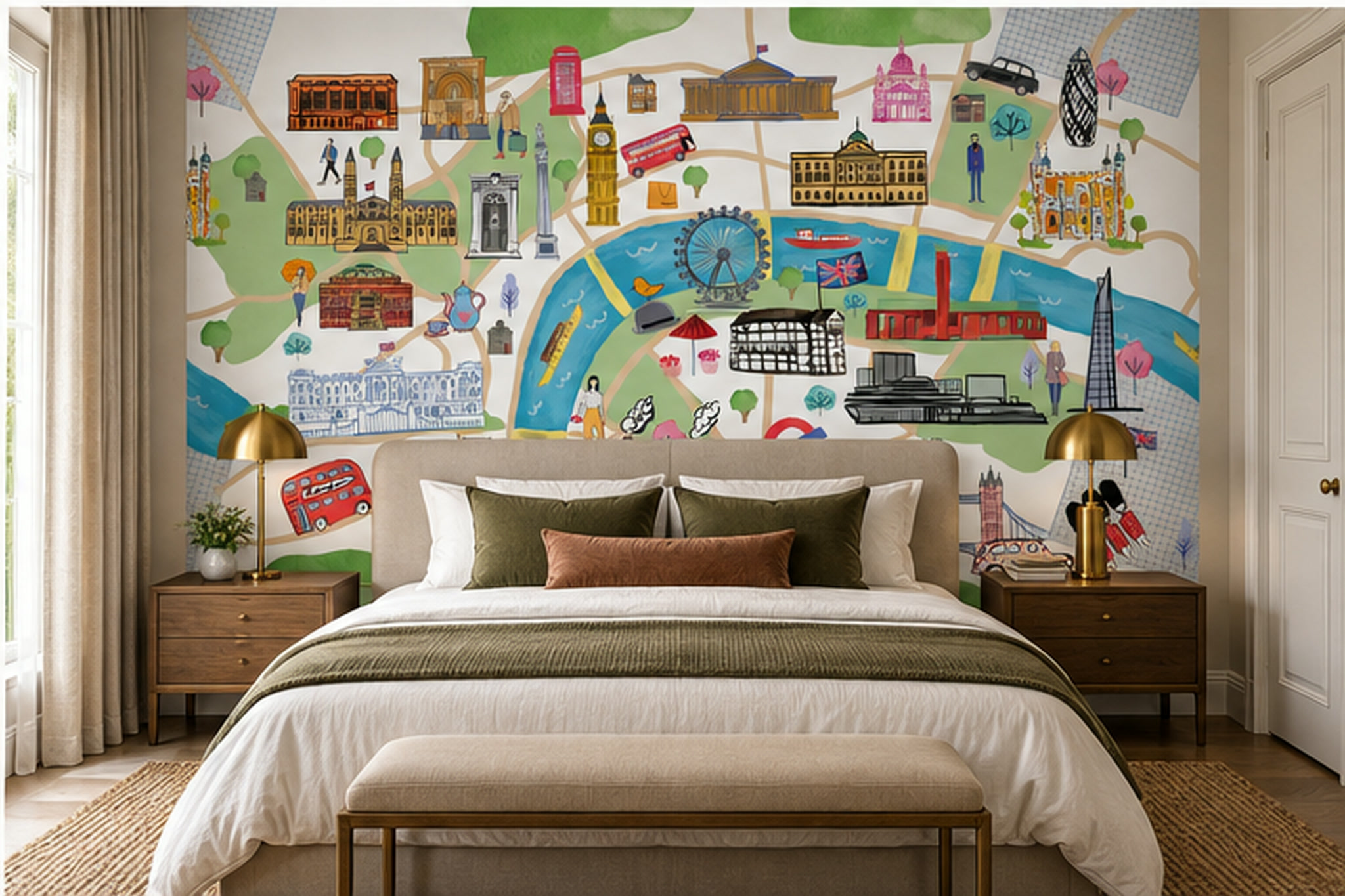 Pastel Pattern Decorative Wallpaper Mural Layered Forms Wallpaper Mural Bedroom-wallpaper-murals, Peel-and-stick Finish