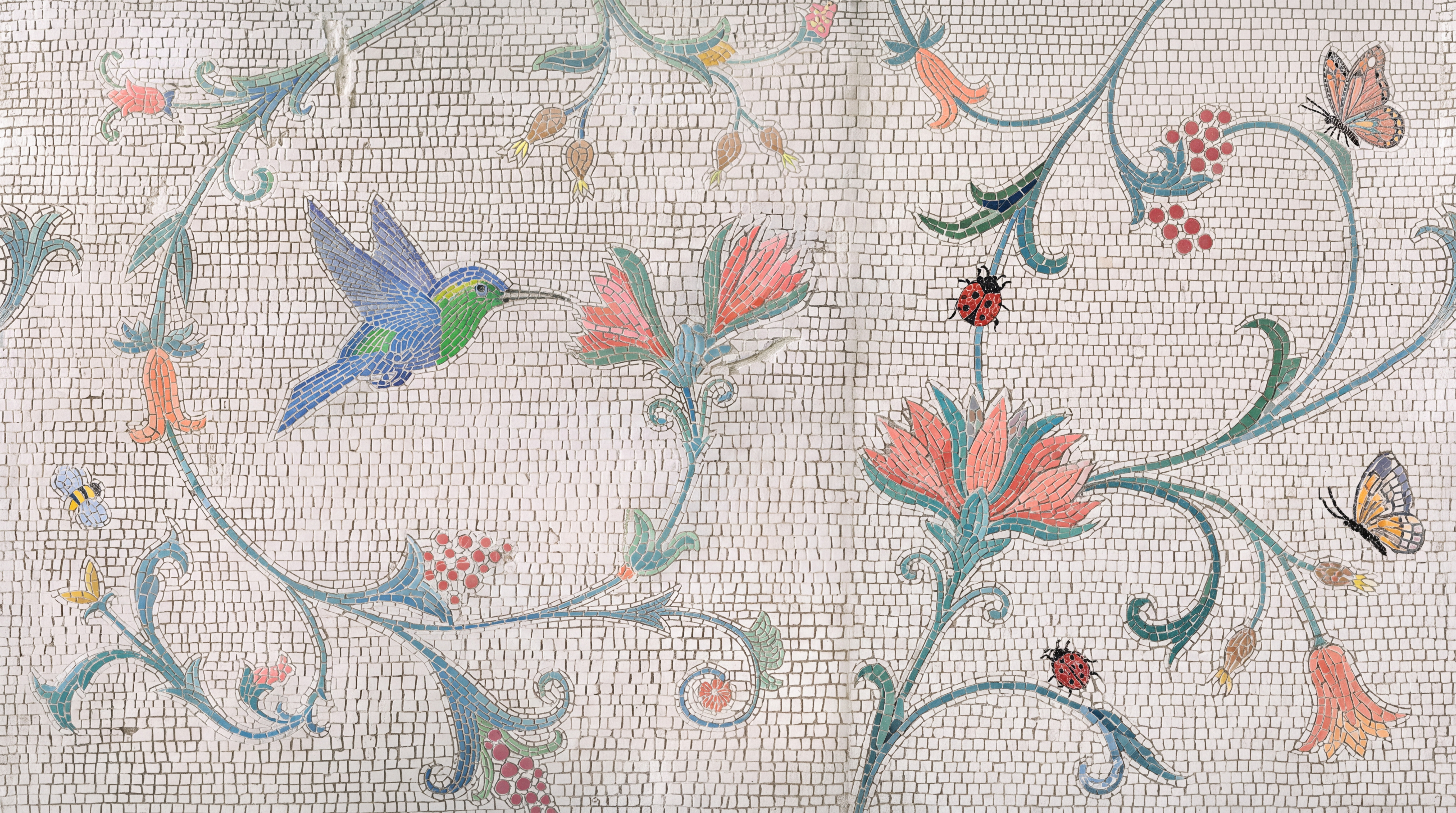 Coral Botanical Botanical Abstract Wallpaper Mural, Peel-and-stick Finish