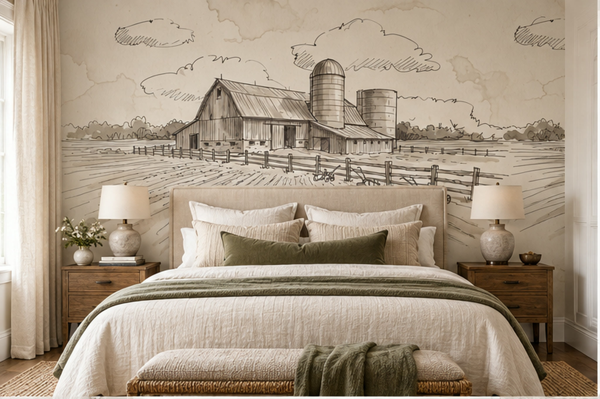 Beige Pattern Decorative Wallpaper Mural Layered Layered Detail Dining-room-wallpaper-murals, Peel-and-stick Finish