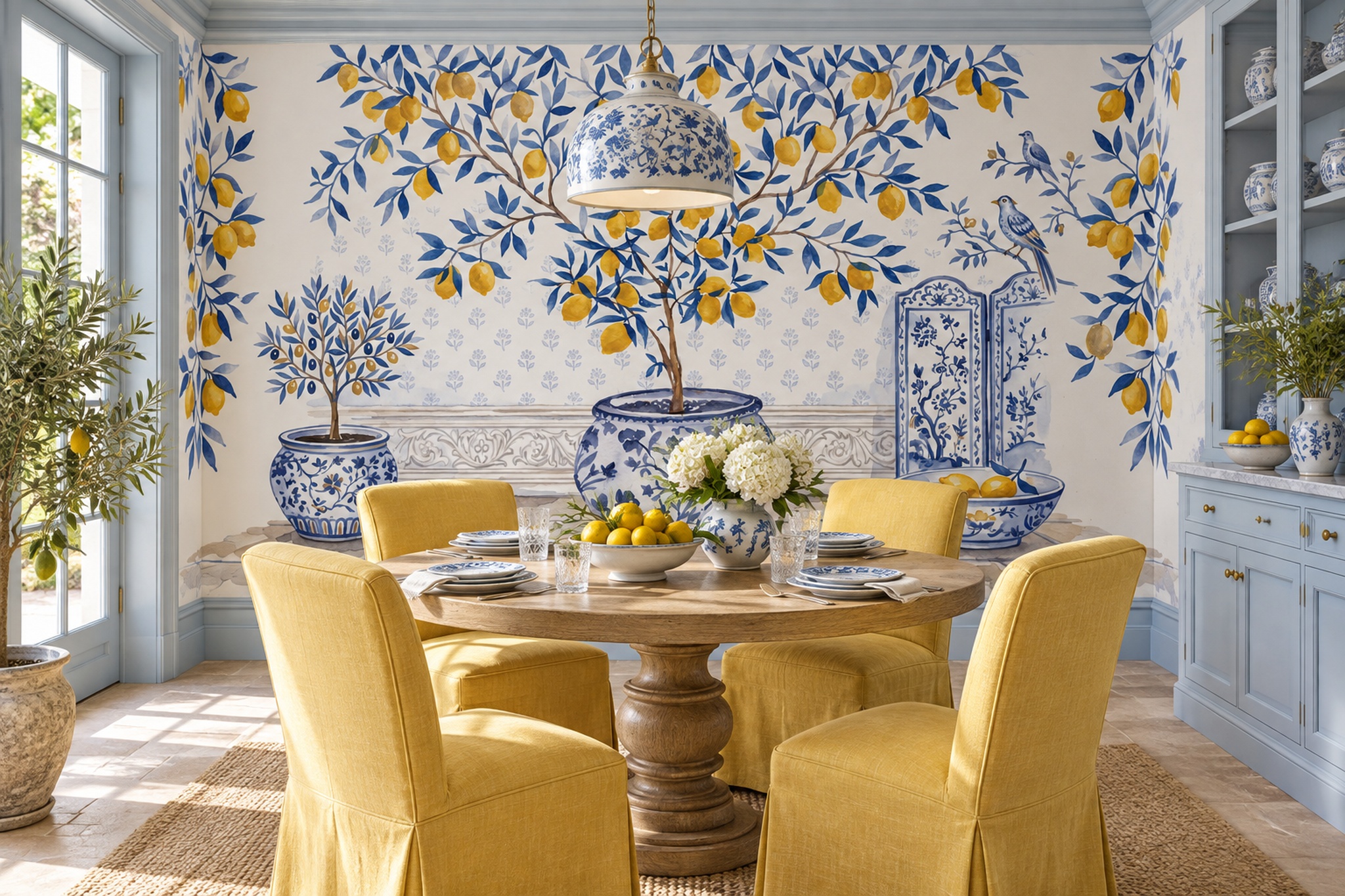 Sage Green Olive Branch Wallpaper Mural — Wallpaper Mural Design, Peel-and-stick Finish