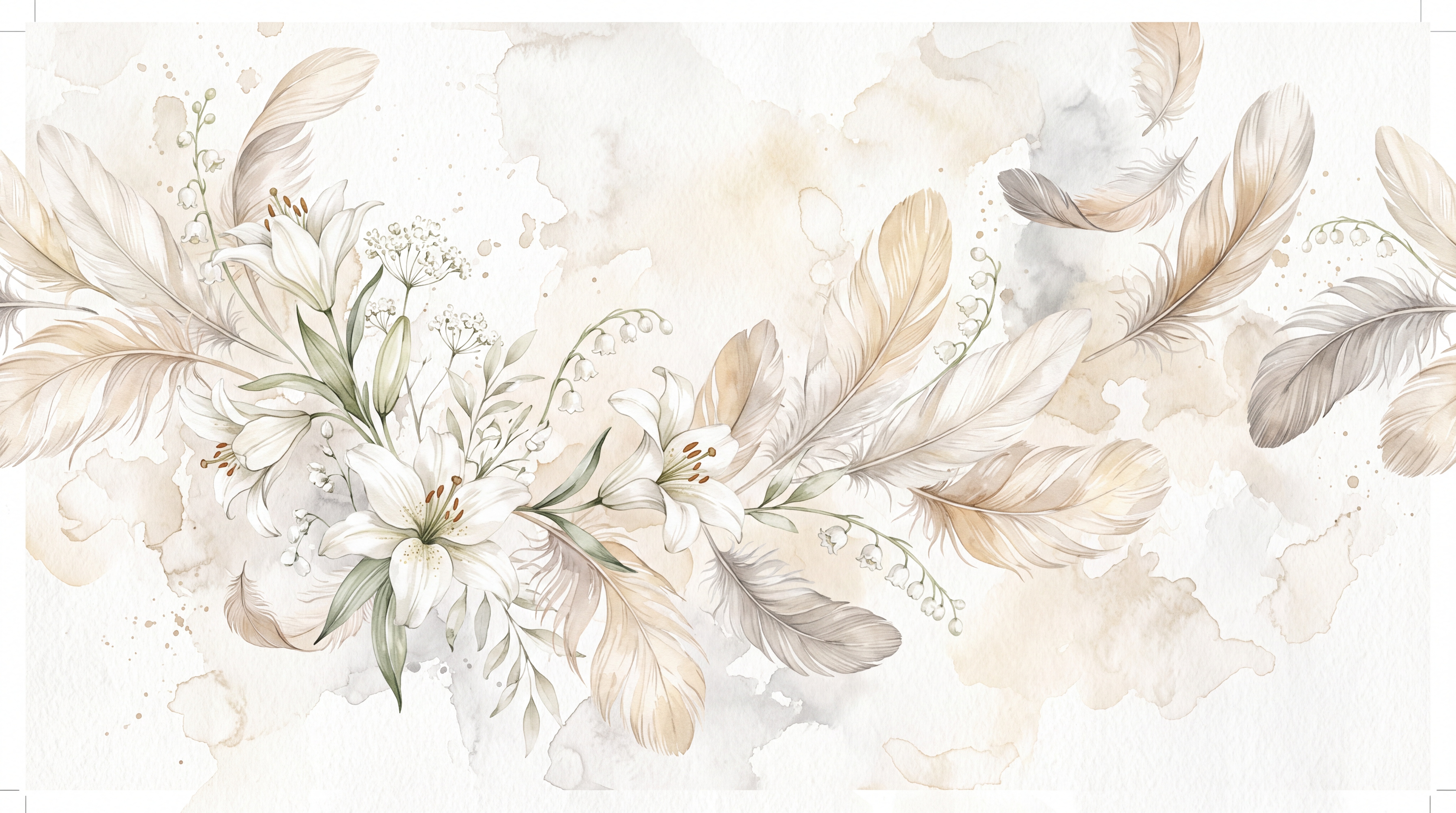 Ivory Floral Botanical Decorative Wallpaper Mural, Peel-and-stick Finish