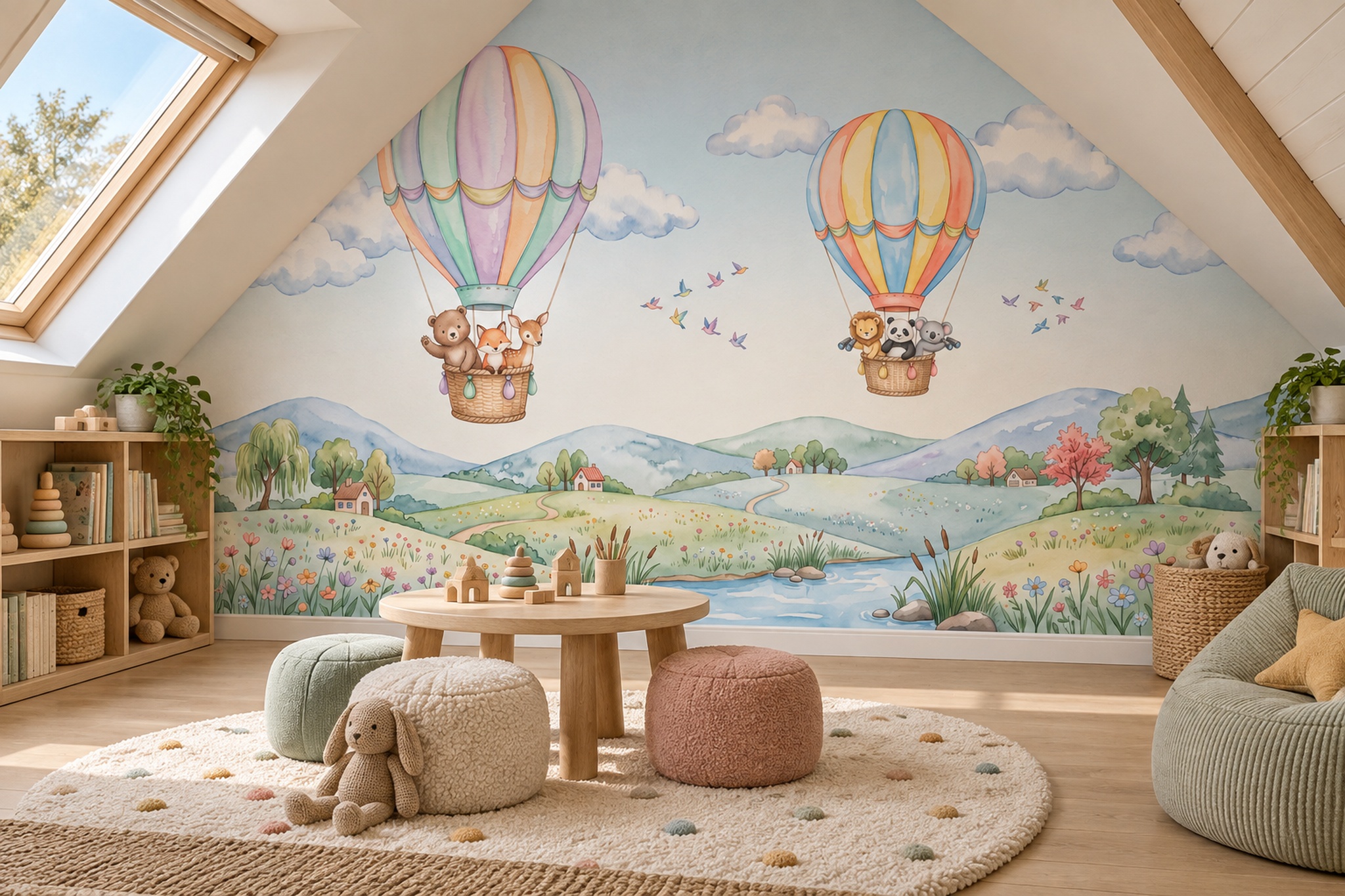 Pastel Pattern Decorative Watercolour Wallpaper Mural Accent-wall-wallpaper-murals, Peel-and-stick Finish
