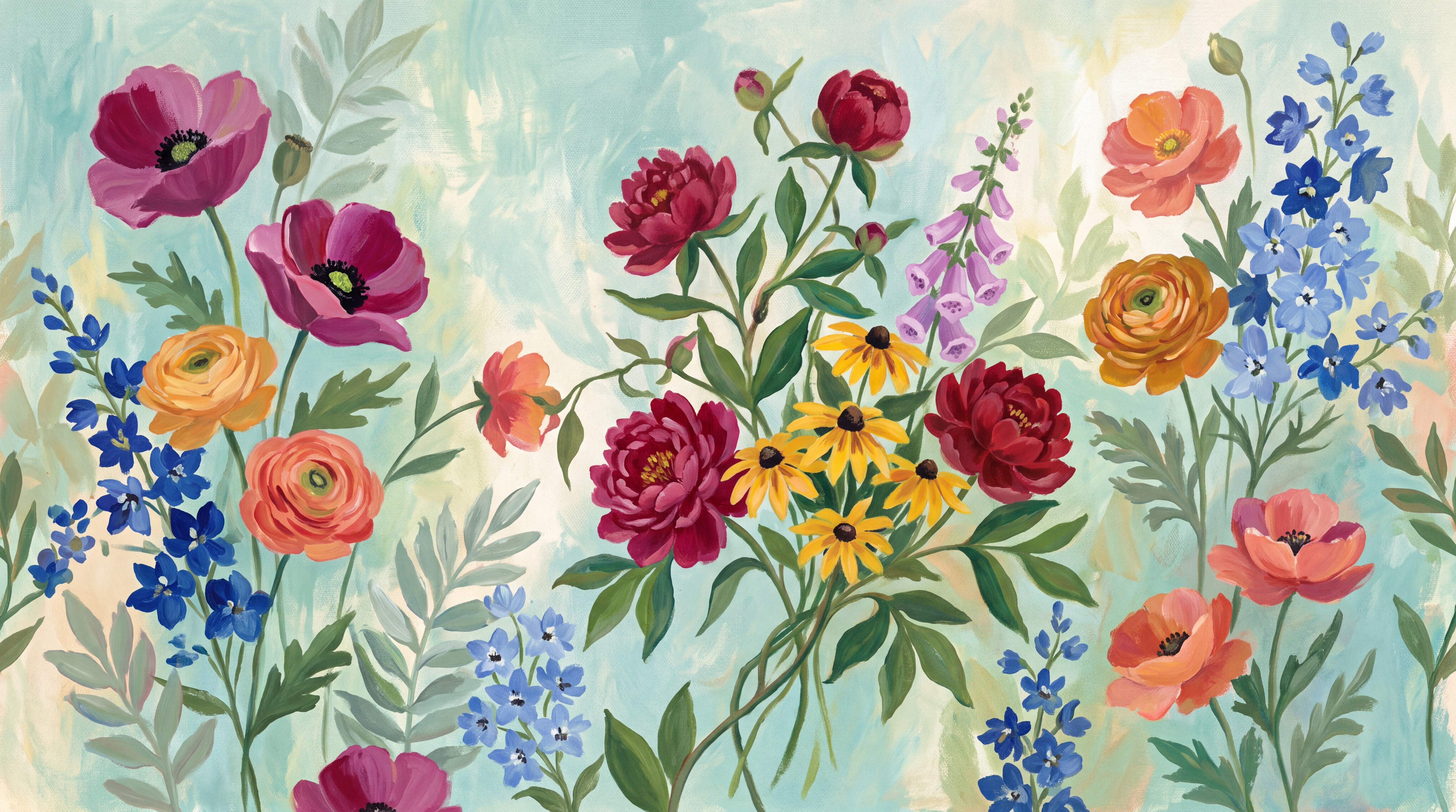 Red Vintage Artful Wallpaper Mural, Peel-and-stick Finish