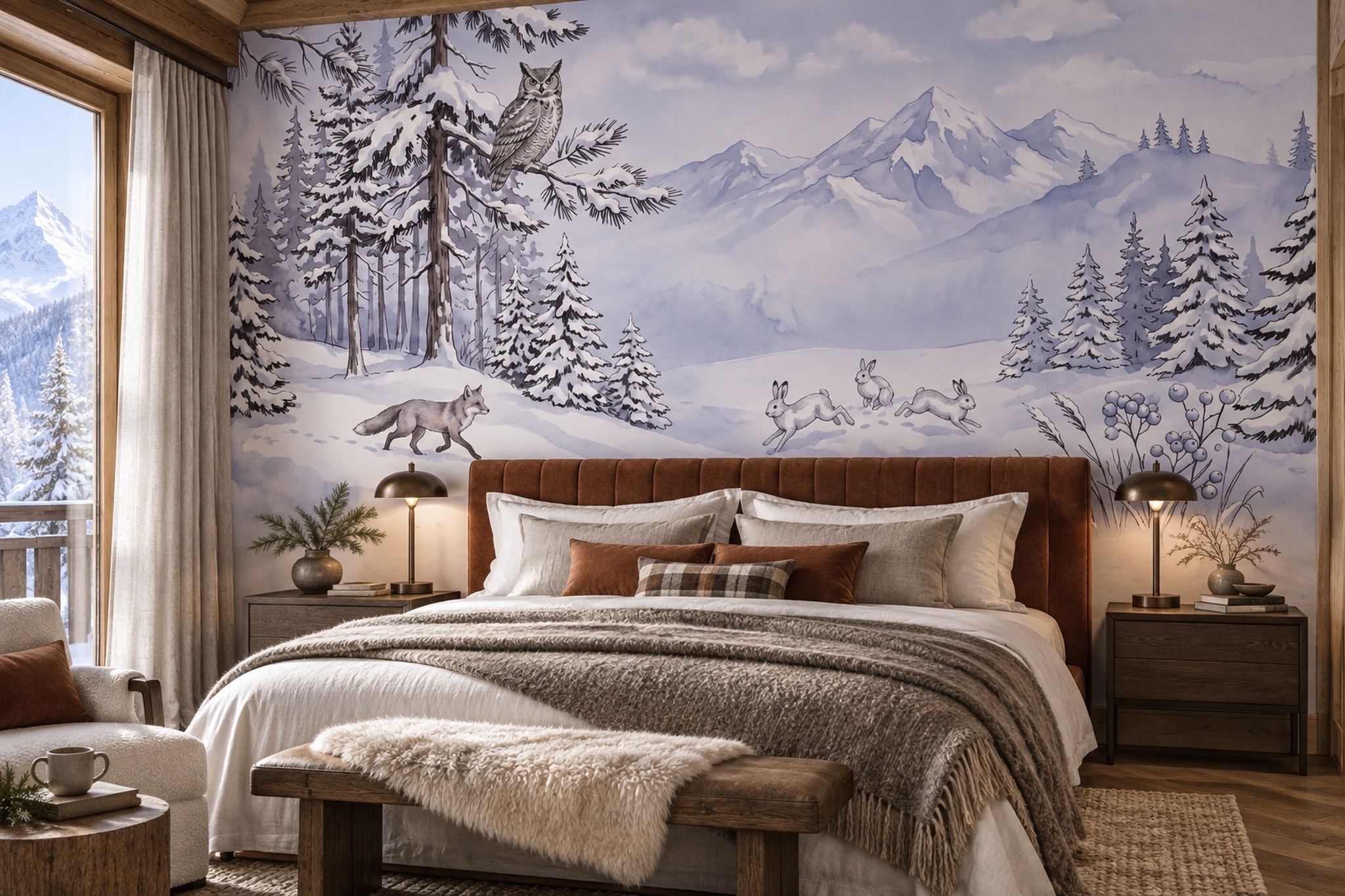 Lilac Pattern Decorative Atmospheric Wallpaper Mural Entryway-wallpaper-murals, Peel-and-stick Finish