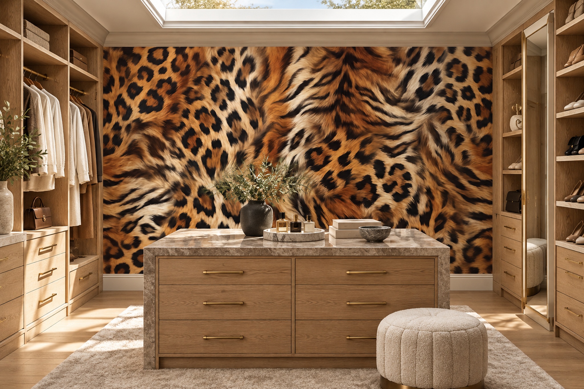Brown Leopard Wallpaper Mural, Peel-and-stick Finish