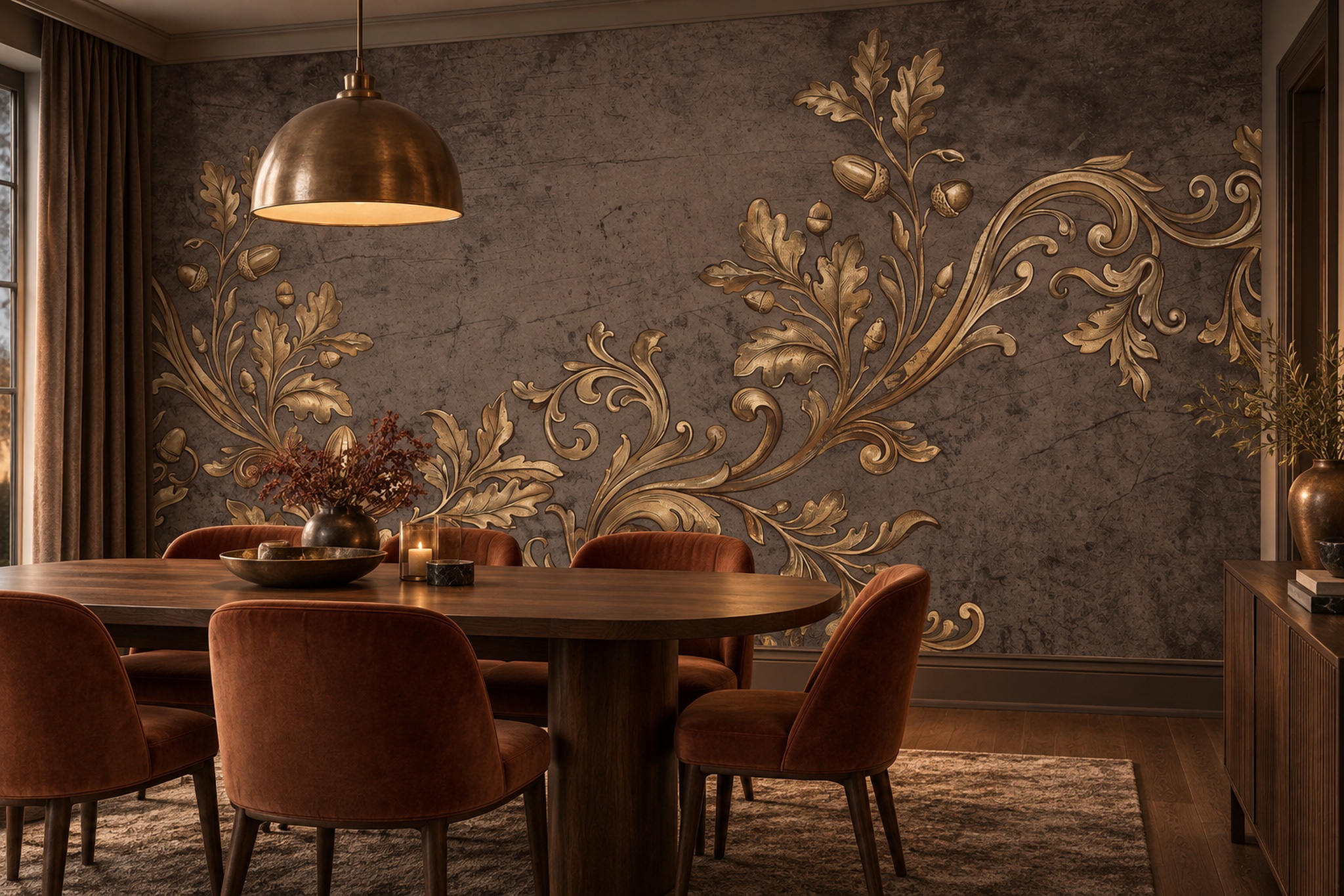Gold Pattern Decorative Wallpaper Mural Layered Surface Wallpaper Mural Hallway-wallpaper-murals, Peel-and-stick Finish