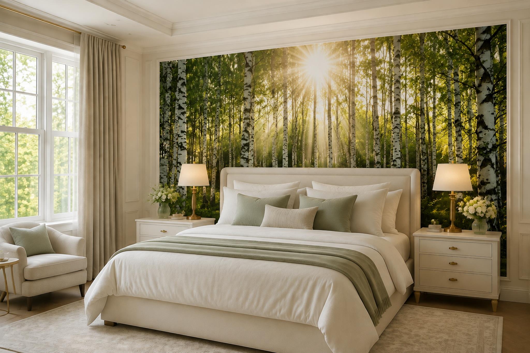 Tan And Neutral Abstract Forms Wallpaper Mural Bedroom-wallpaper-murals, Peel-and-stick Finish