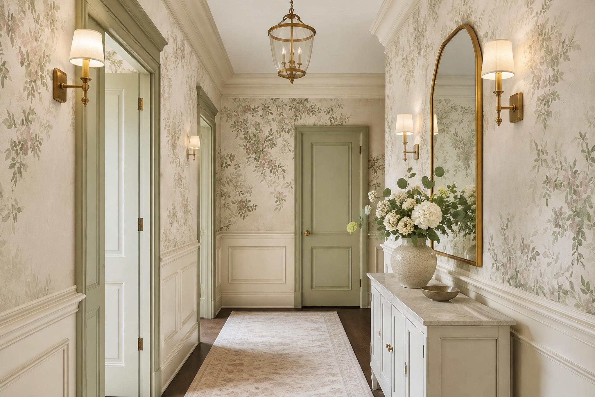 Tan And Neutral Abstract Forms Decorative Wallpaper Mural Entryway-wallpaper-murals, Peel-and-stick Finish