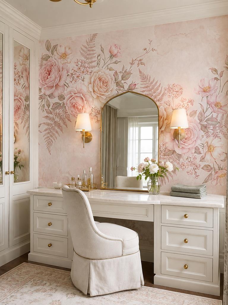 Tan And Neutral Abstract Forms Wallpaper Mural Layered Painterly Accent-wall-wallpaper-murals, Peel-and-stick Finish