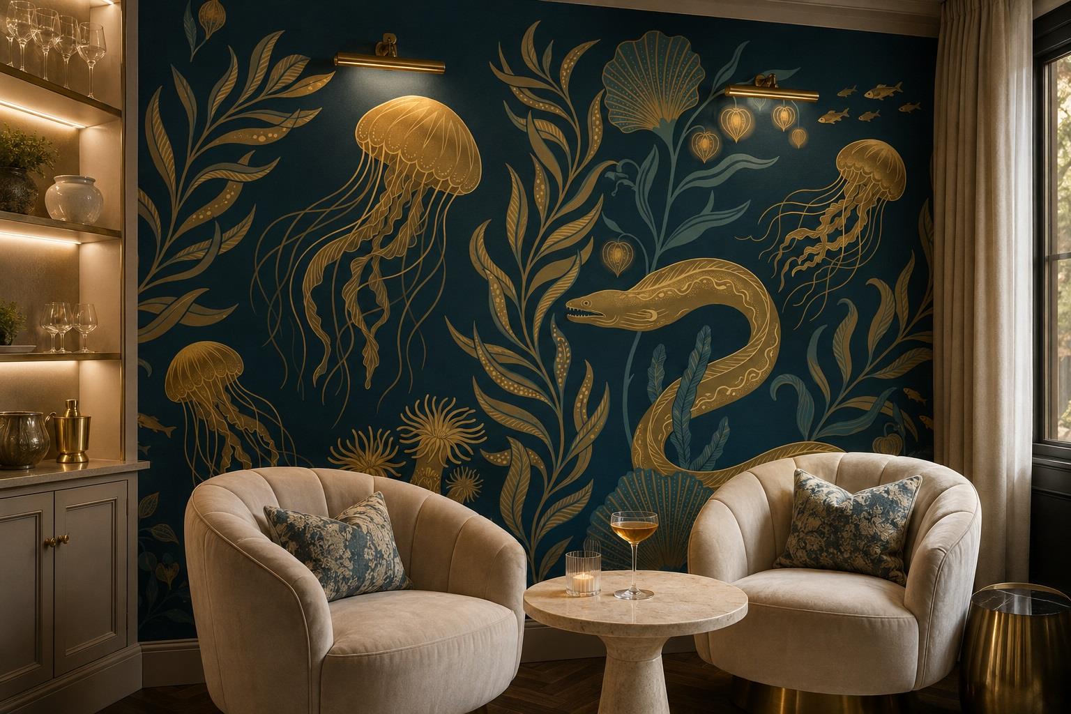 Tan And Neutral Abstract Forms Wallpaper Mural Layered Layered Accent-wall-wallpaper-murals, Peel-and-stick Finish
