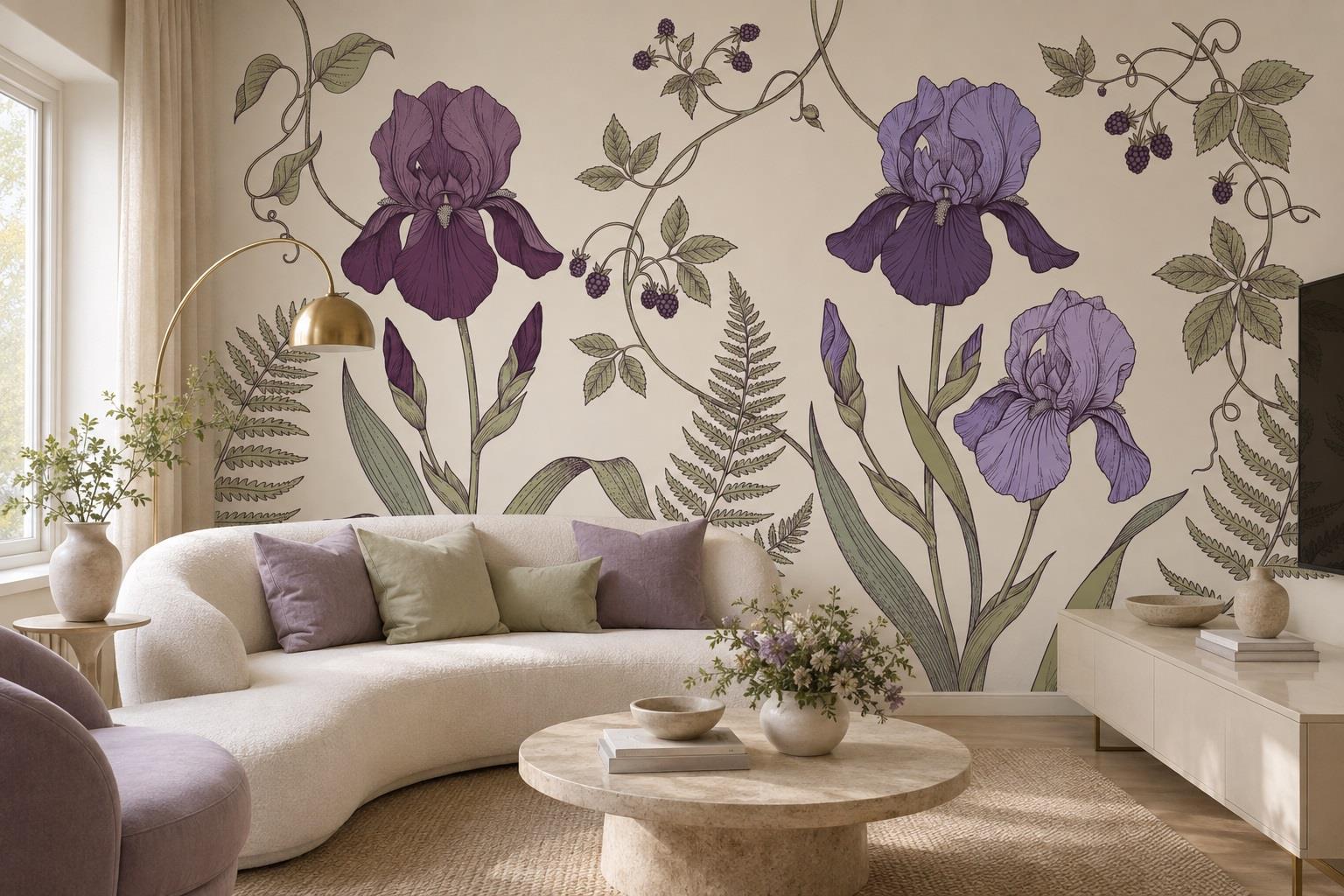 Tan And Neutral Abstract Forms Wallpaper Mural Layered Curved Living-room-wallpaper-murals, Peel-and-stick Finish