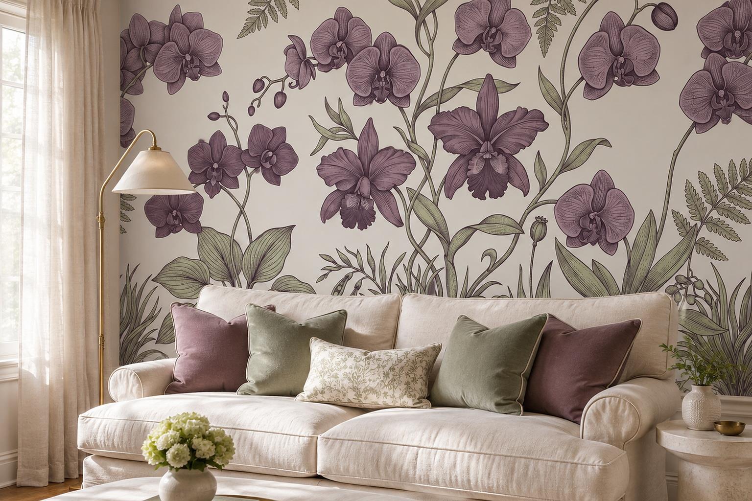Tan And Neutral Abstract Forms Wallpaper Mural Layered Graphic Living-room-wallpaper-murals, Shown In A Living Room, Peel-and-stick Finish