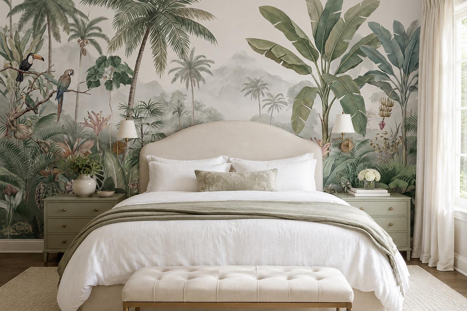 Tan And Neutral Abstract Forms Wallpaper Mural Layered Detail Bedroom-wallpaper-murals, Peel-and-stick Finish