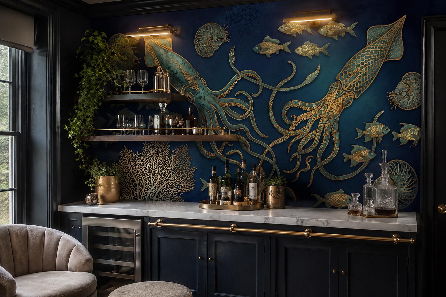 Tan And Neutral Abstract Forms Wallpaper Mural Layered Surface Accent-wall-wallpaper-murals, Peel-and-stick Finish