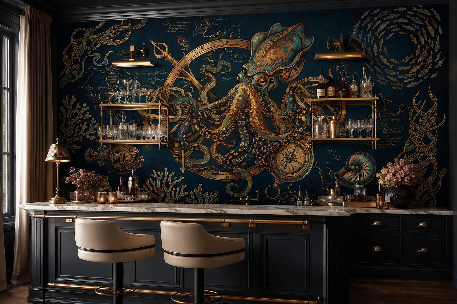 Tan And Neutral Abstract Forms Wallpaper Mural Layered Forms Accent-wall-wallpaper-murals, Peel-and-stick Finish
