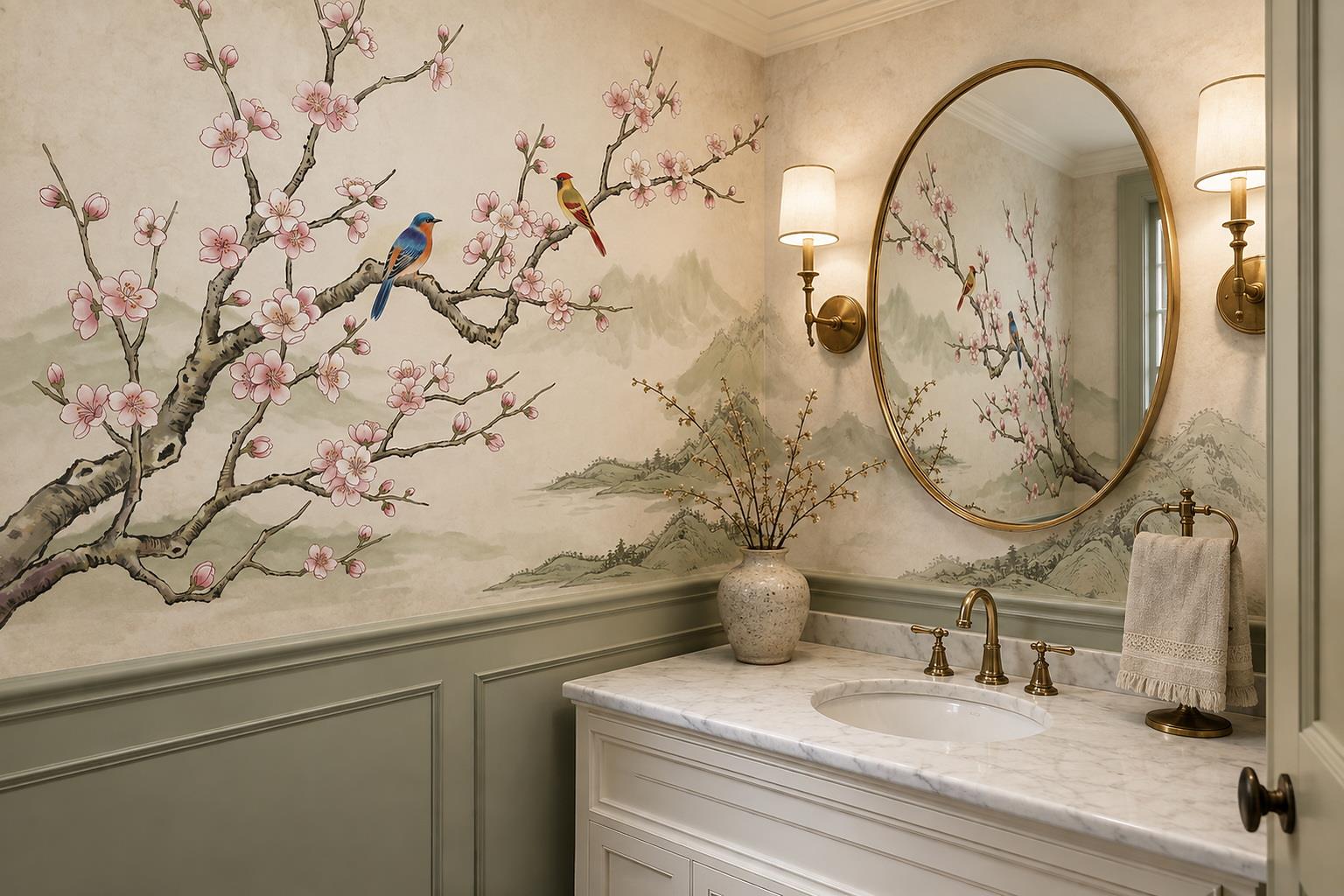 Tan And Neutral Abstract Forms Wallpaper Mural Layered Quiet Accent-wall-wallpaper-murals, Peel-and-stick Finish