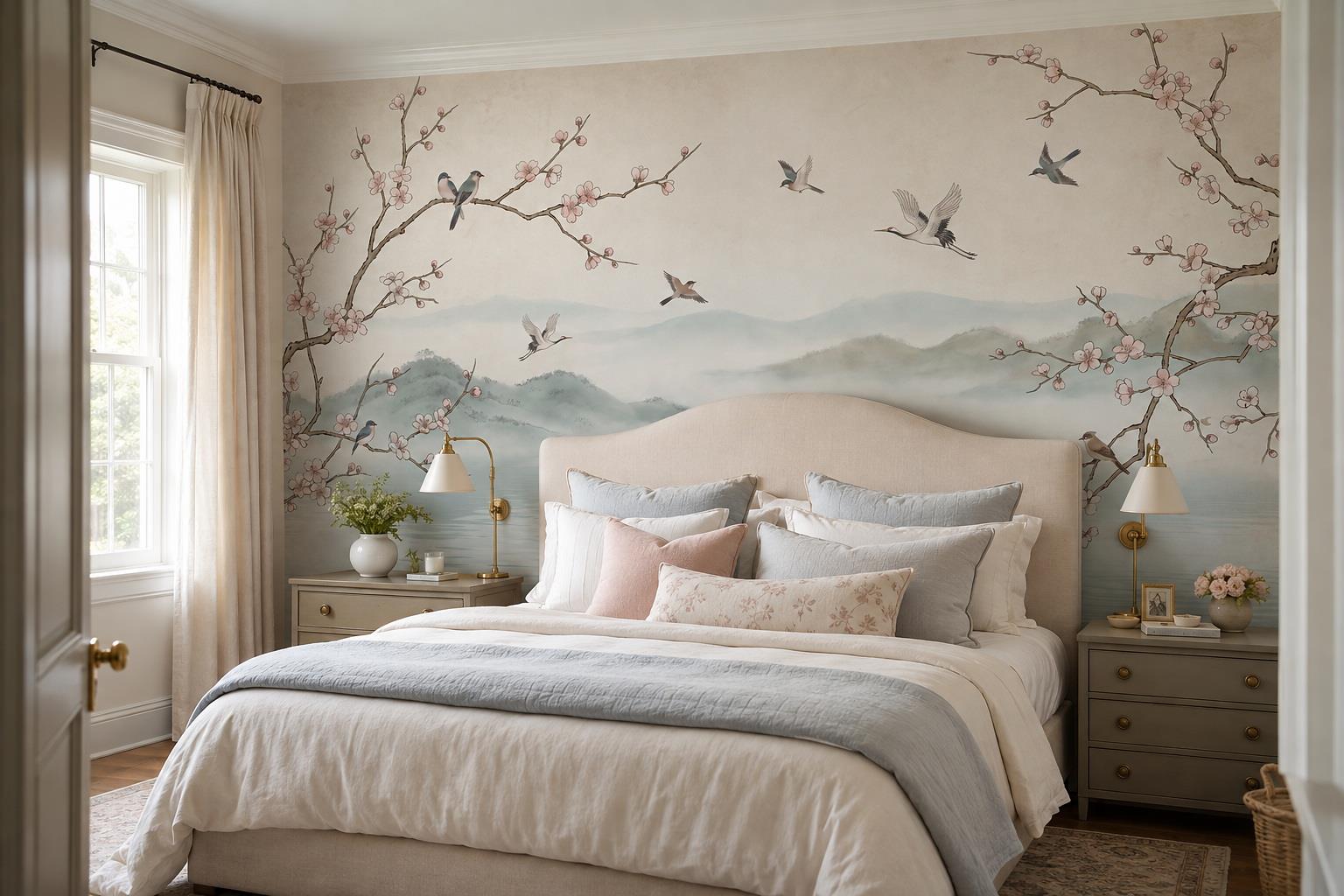 Tan And Neutral Abstract Forms Wallpaper Mural Layered Expressive Bedroom-wallpaper-murals, Peel-and-stick Finish
