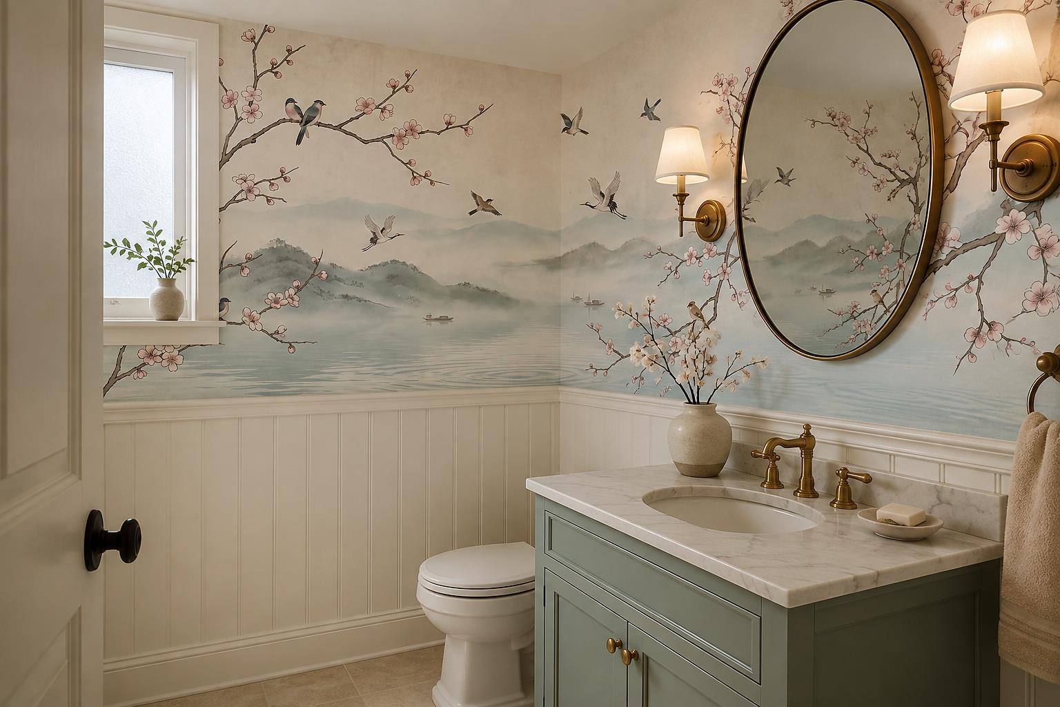 Tan And Neutral Abstract Forms Wallpaper Mural Layered Expressive Accent-wall-wallpaper-murals, Peel-and-stick Finish