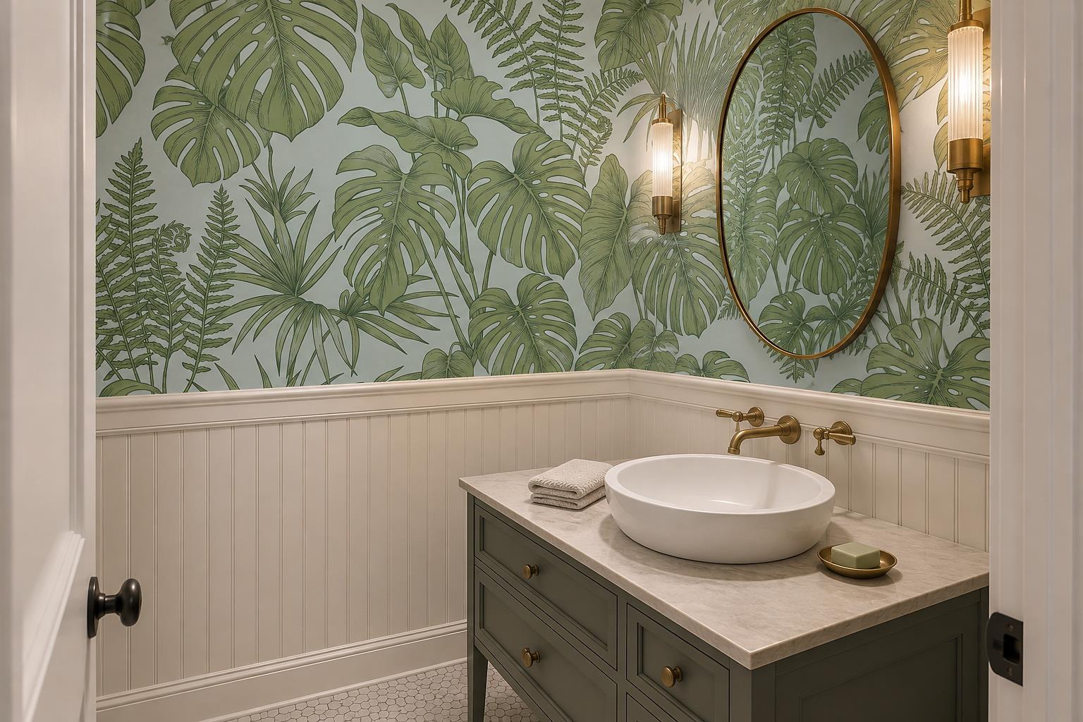 Tan And Neutral Abstract Forms Wallpaper Mural Layered Measured Accent-wall-wallpaper-murals, Peel-and-stick Finish