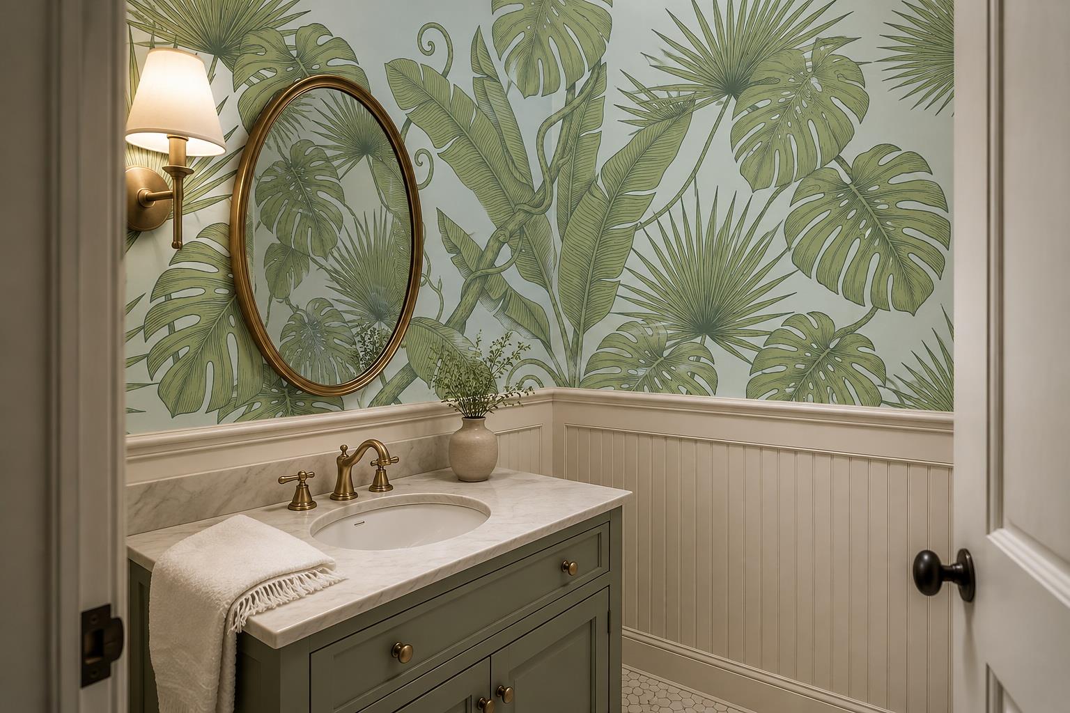 Tan And Red Abstract Forms Wallpaper Mural Accent-wall-wallpaper-murals, Peel-and-stick Finish