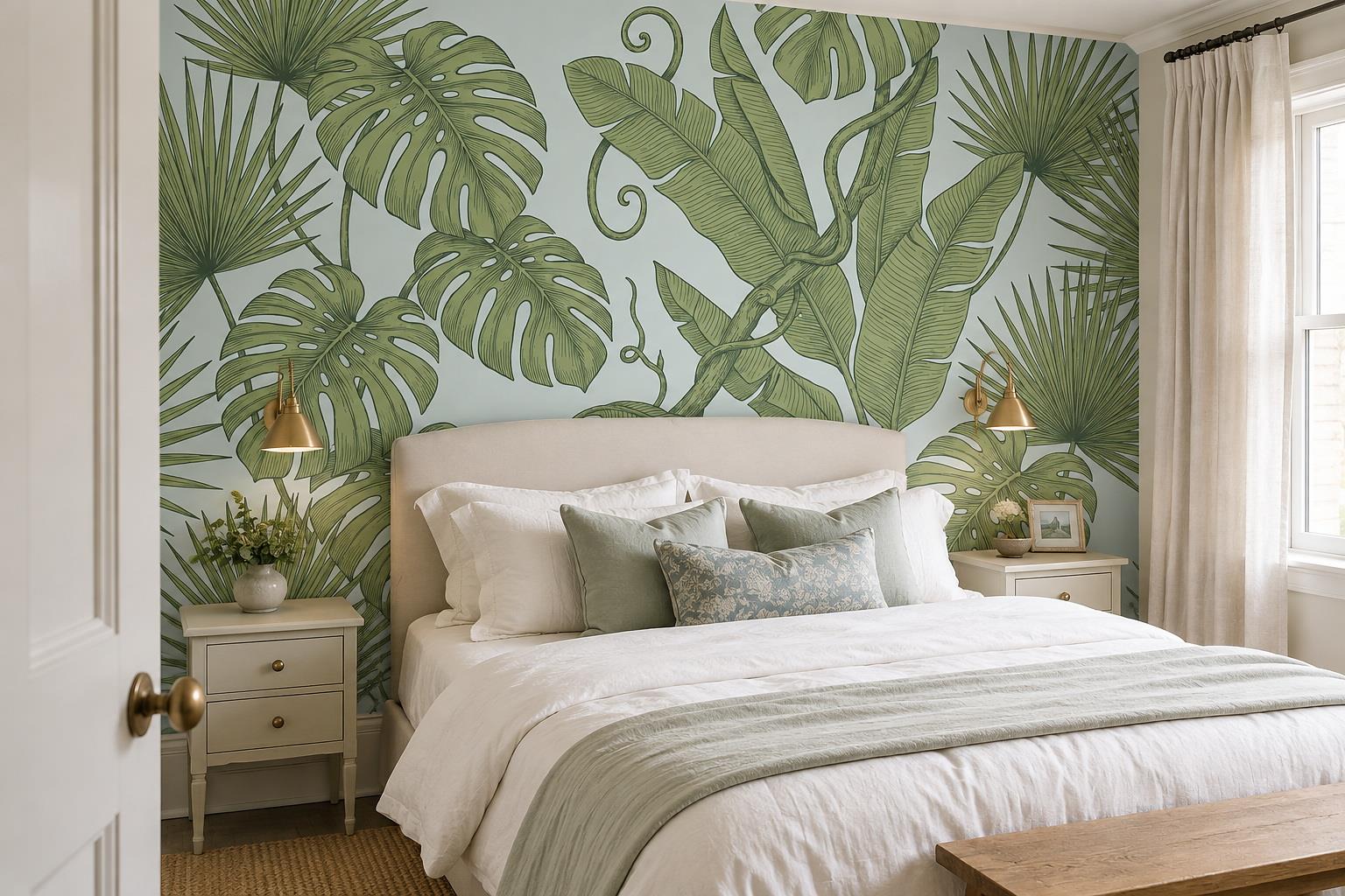 Tan And Red Abstract Forms Wallpaper Mural Accent-wall-wallpaper-murals, Peel-and-stick Finish