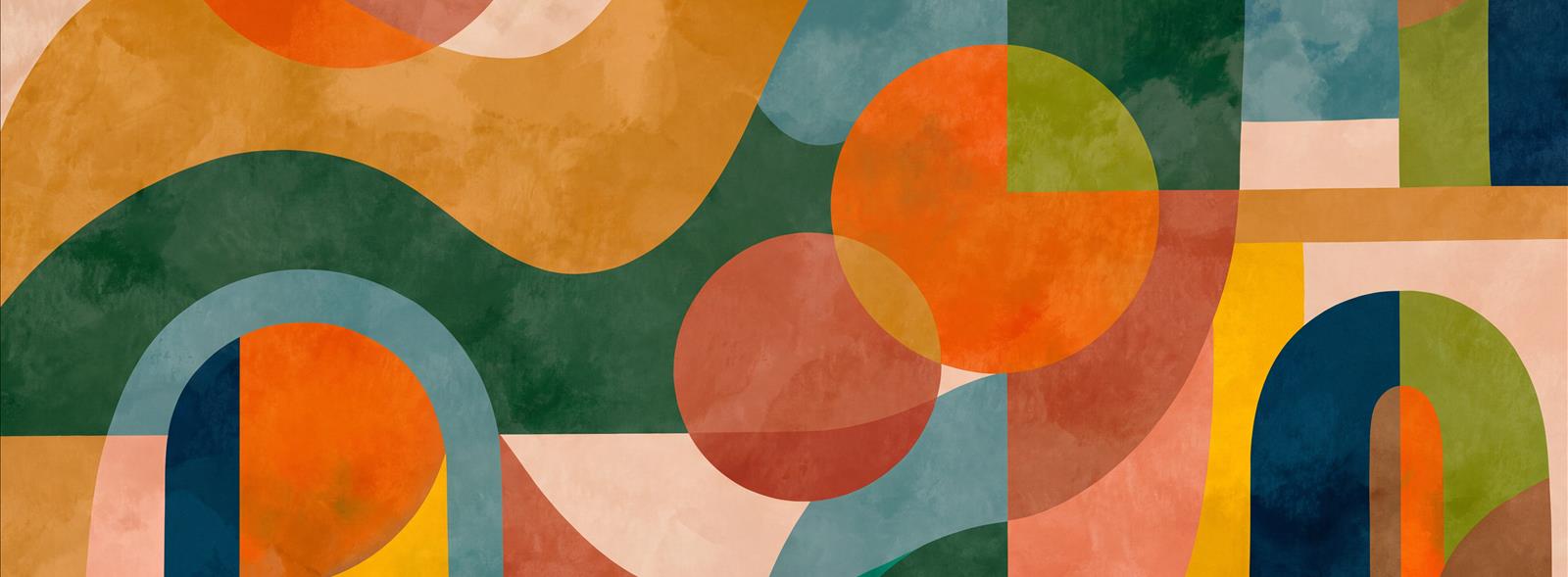 Tan And Neutral Abstract Forms Wallpaper Mural Layered Balanced Living-room-wallpaper-murals, Peel-and-stick Finish